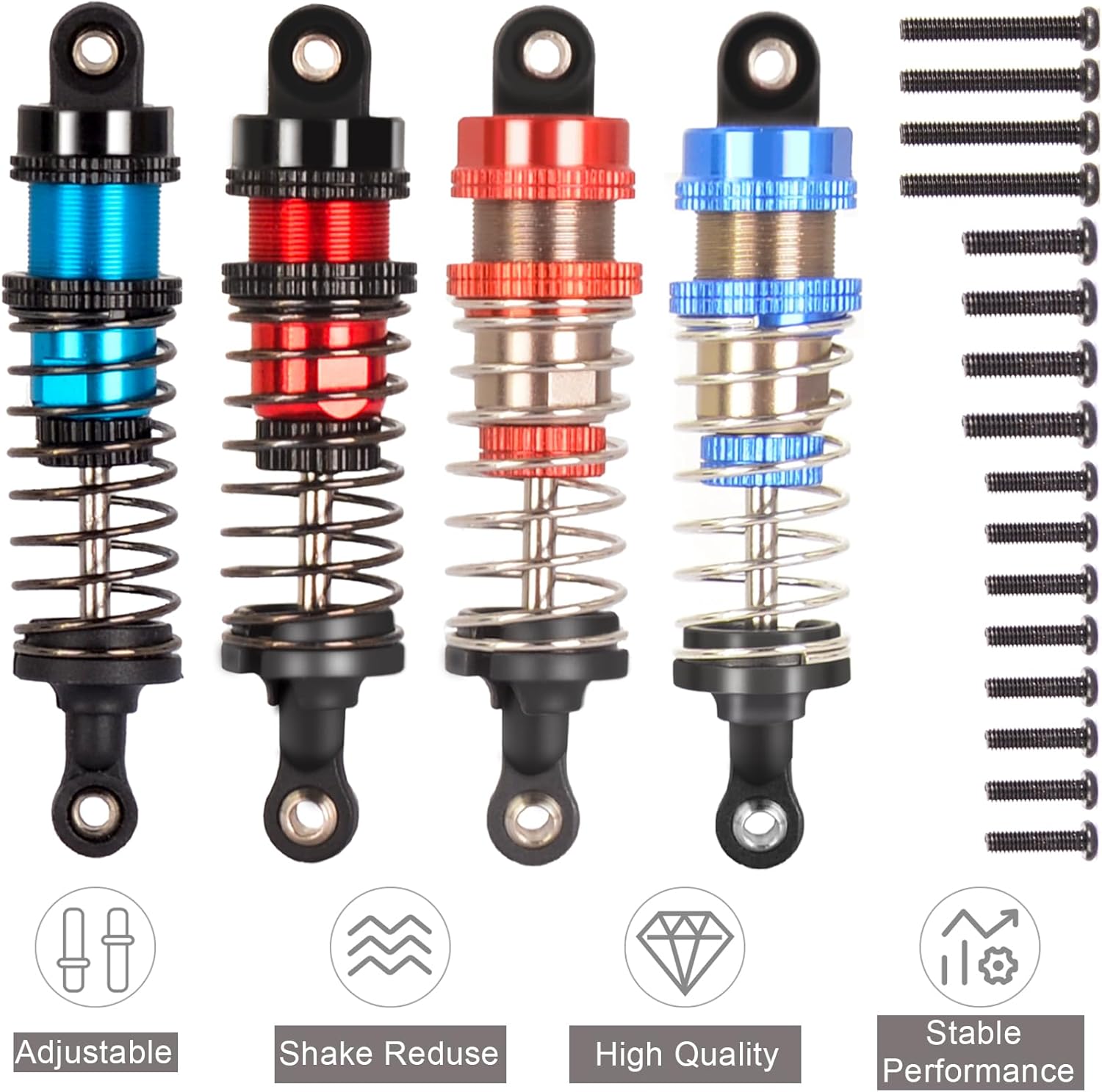 Thumbnail 5 de RcThjia oiled 4Pcs 72mm aluminium oil shock set for 1/12–1/16 RC cars