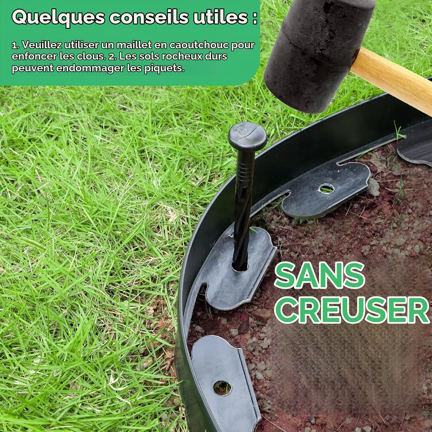 Detalle de Omdekor 5cm20m flexibele gazonrand in gerecycleerd PE, zwart