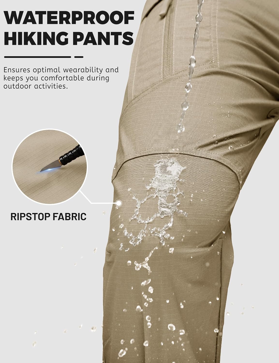 Detalle de TACVASEN Tactical Cargo Pants for Men, 9 Pockets