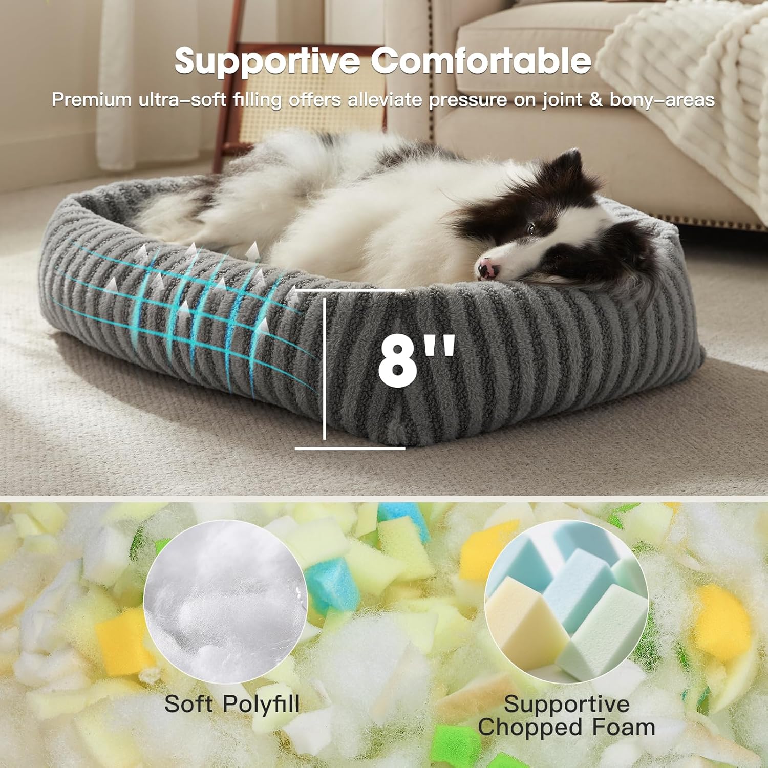 Detalle de Pawk Large Dog Bed with 20cm High Sides and Waterproof Detachable Cover