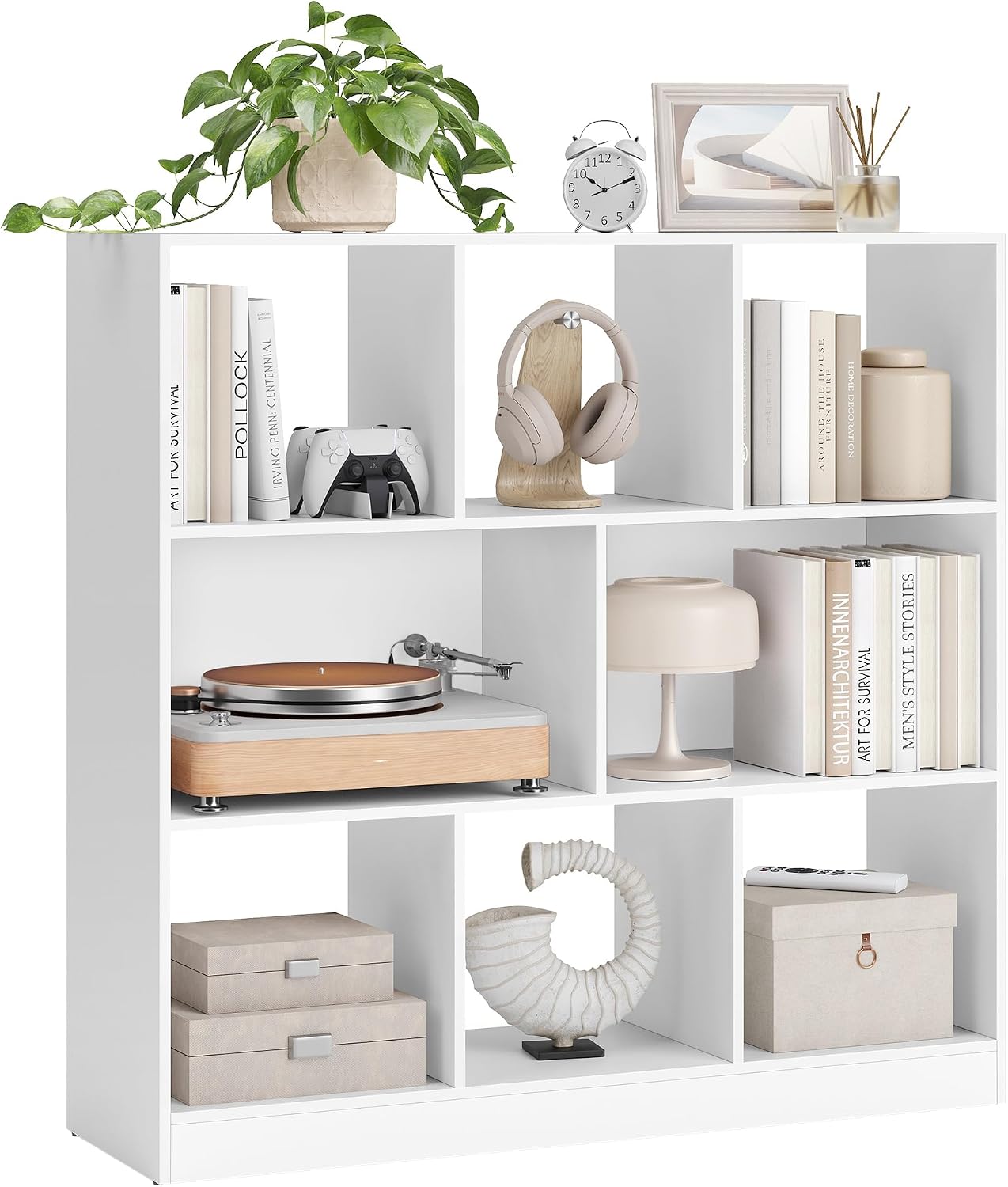 Detalle de VASAGLE LBC52WT 8-Compartment Bookcase, White, 30 x 97.5 x 100 cm