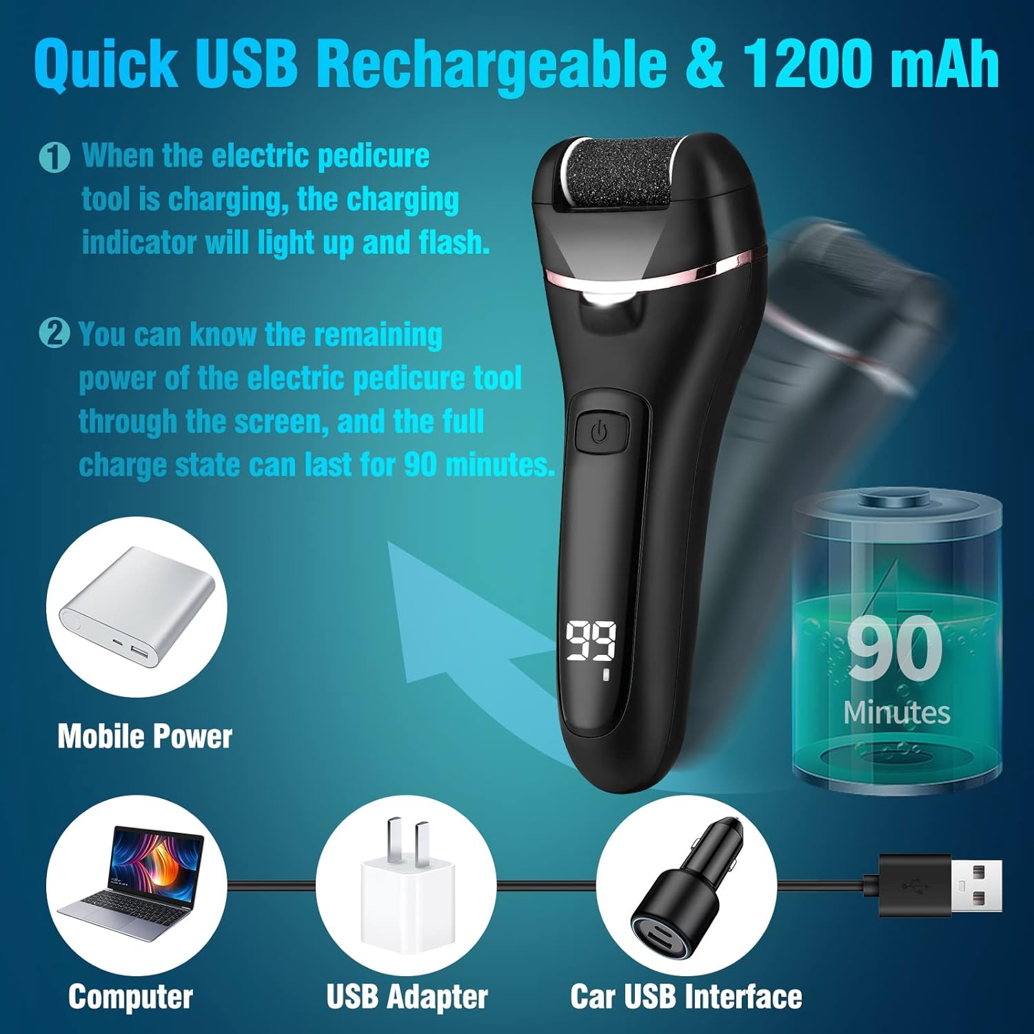 Thumbnail 4 de Wetisedg® Electric Foot File 1200mAh