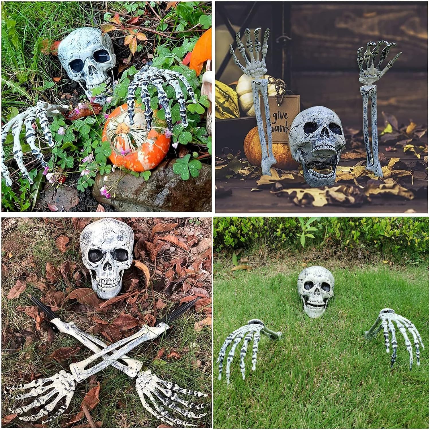 Detalle de EddHomes Skeleton Stake 5pcs Halloween Decor, Life-Size Plastic Head and Arms