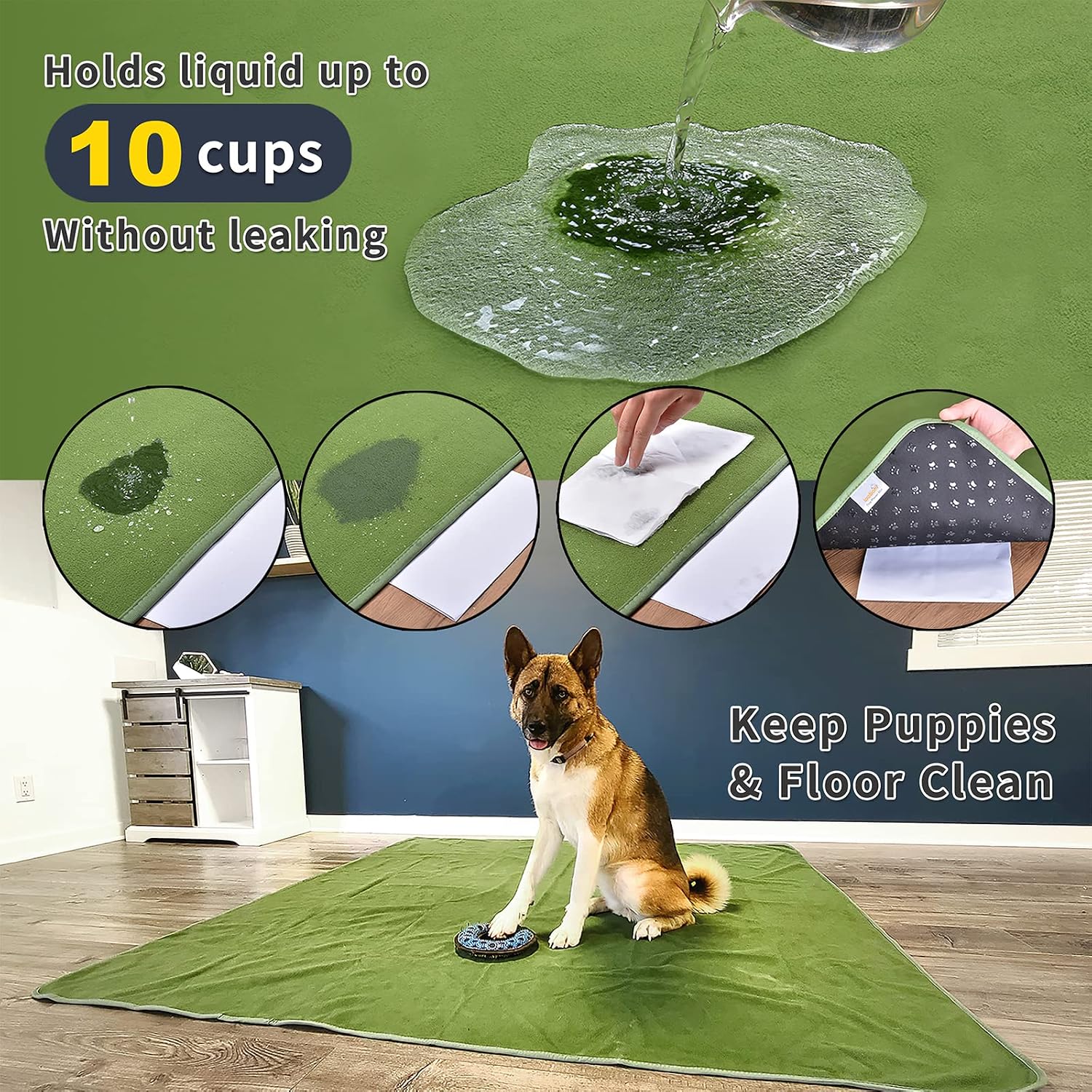 Detalle 2 de 2 Packs Washable Dog Puppy Pads 100x70cm Grey Green