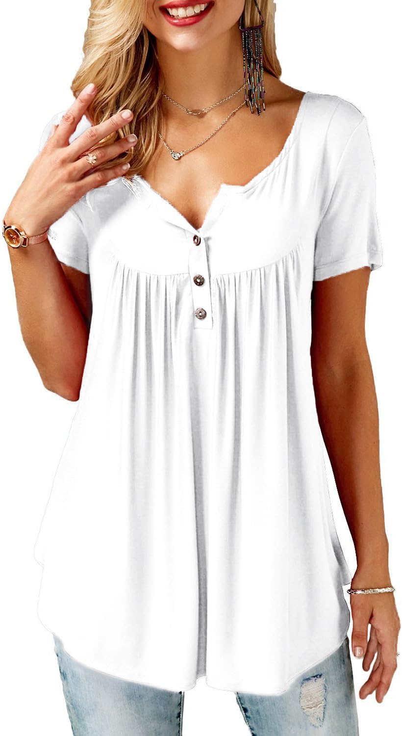Detalle de Bequemer Laden Femme – Tunique chemisier T-shirt à col V, manches courtes et coupe ample