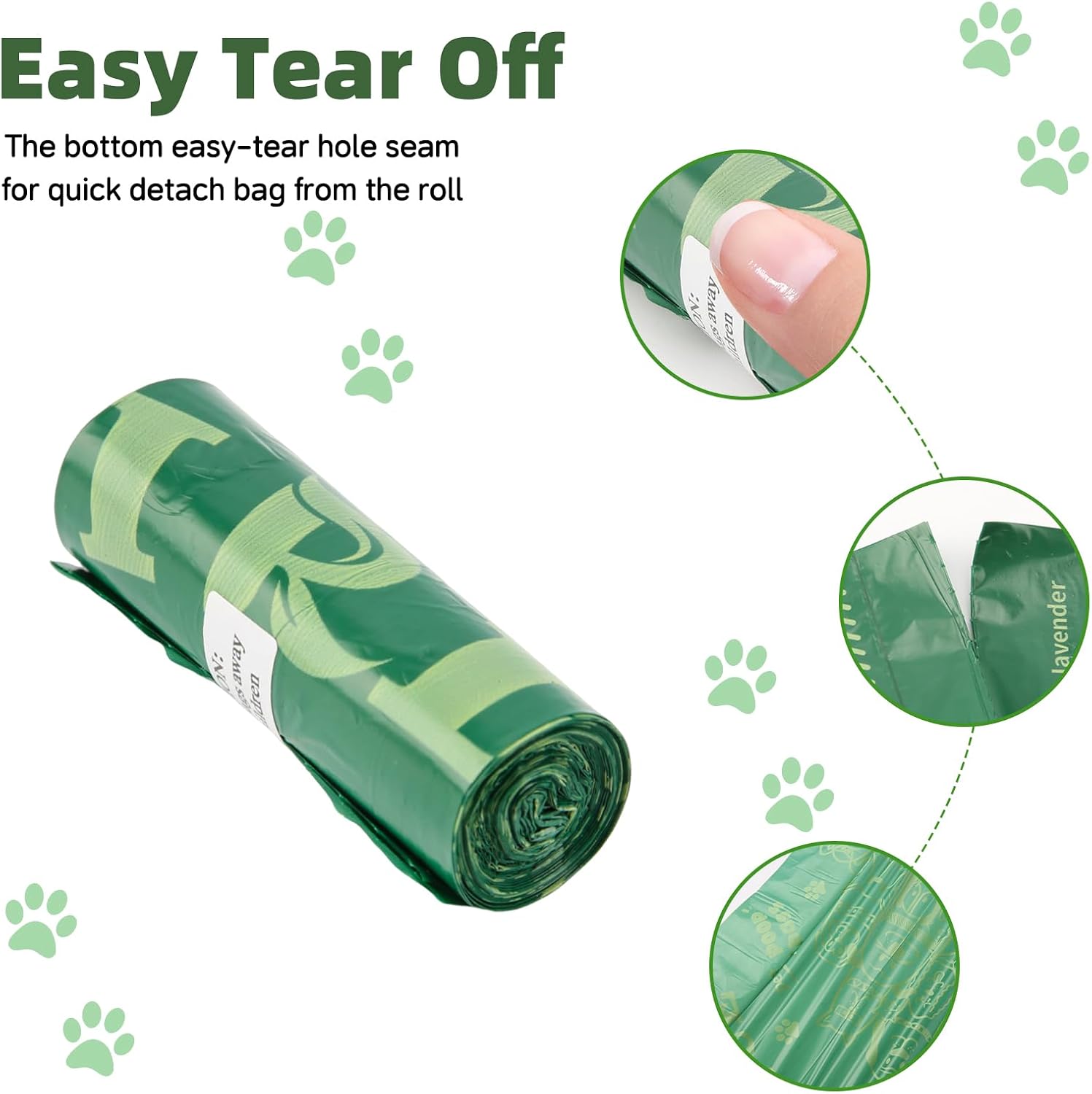 Detalle de 240 Dog Poo Bags 24 Rolls Coreless, Leak‑Proof Dog Waste Bags