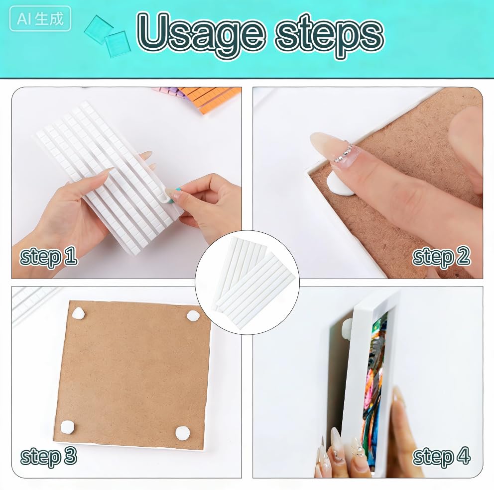 Detalle de Feosky Adhesive Putty, 120 Reusable White Mounting Squares