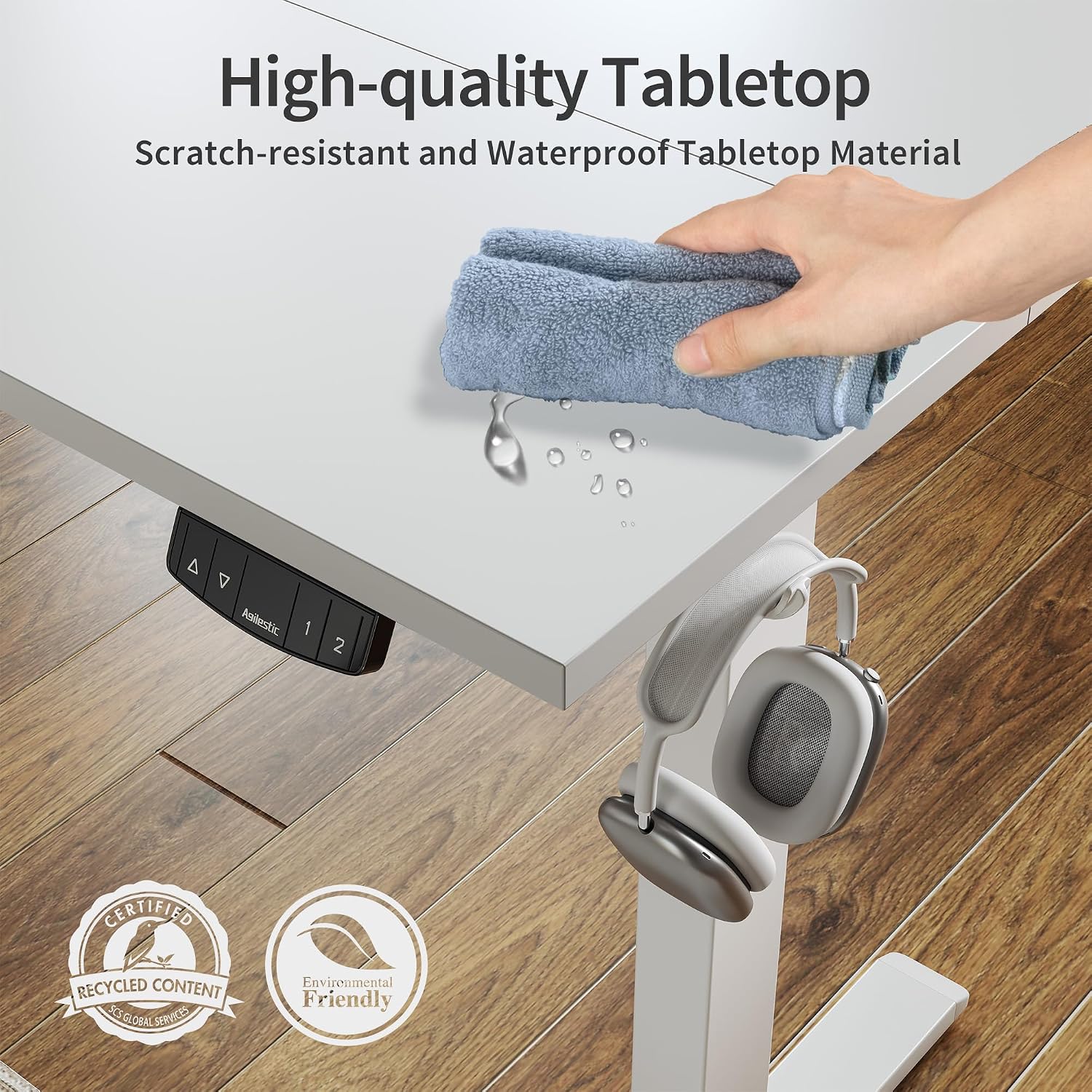 Thumbnail 4 de Agilestic DJ 55 x 24-Inch Electric Standing Desk, White, Memory Presets