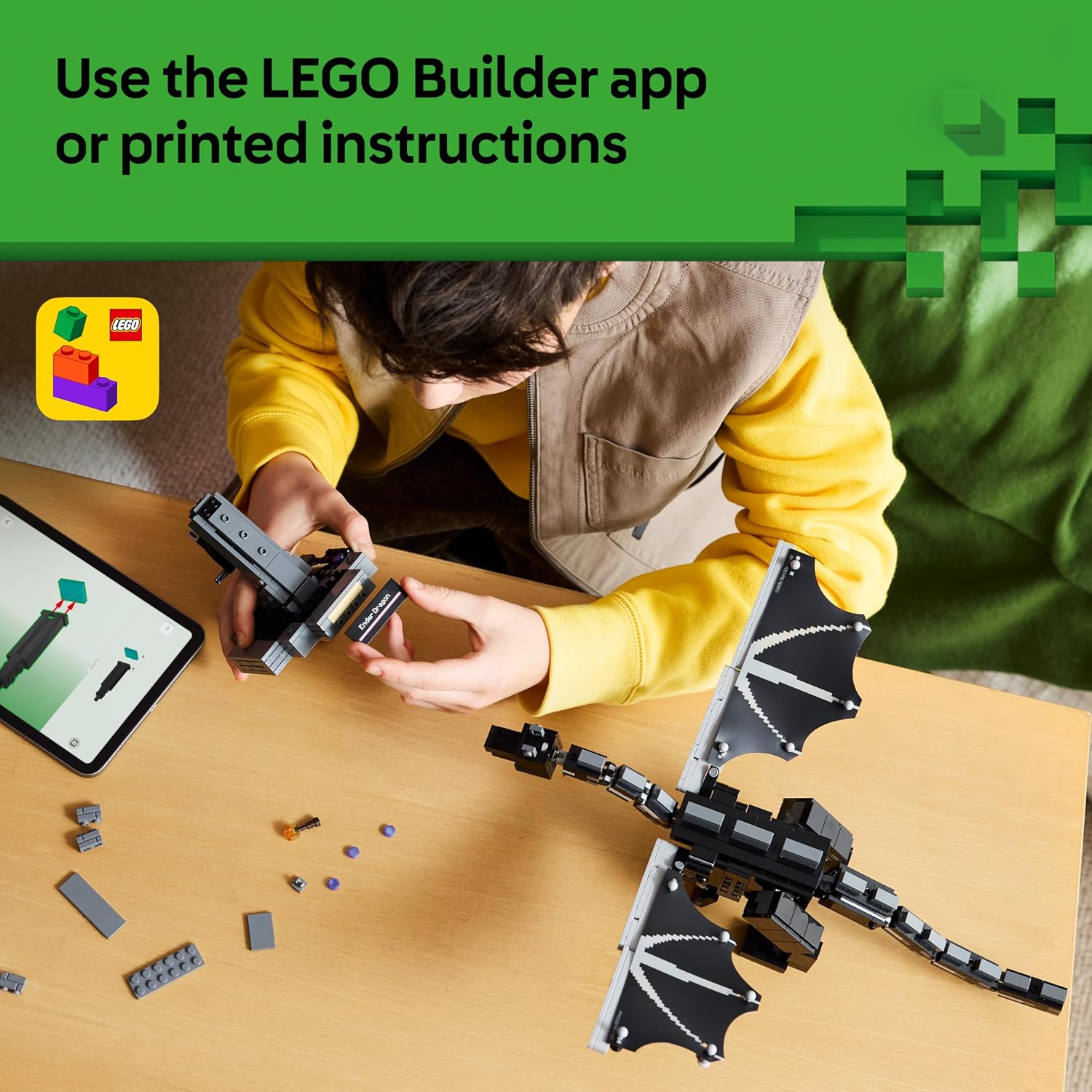 Detalle 2 de LEGO Minecraft The Ender Dragon Figure 21595 – Interactive Display Kit for Kids’ Bedrooms