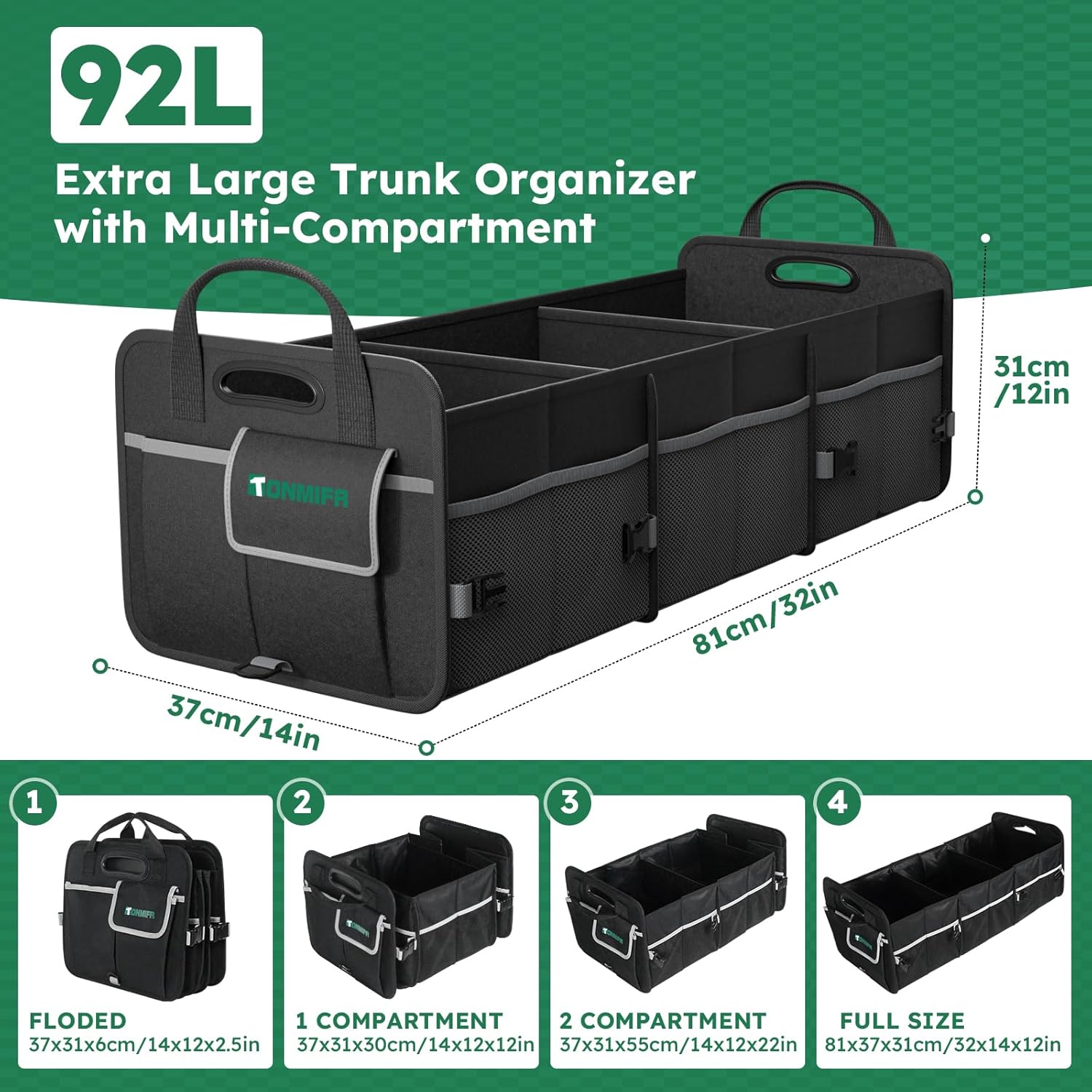 Detalle de Tonmifr Heavy-Duty Trunk Organizer 92L