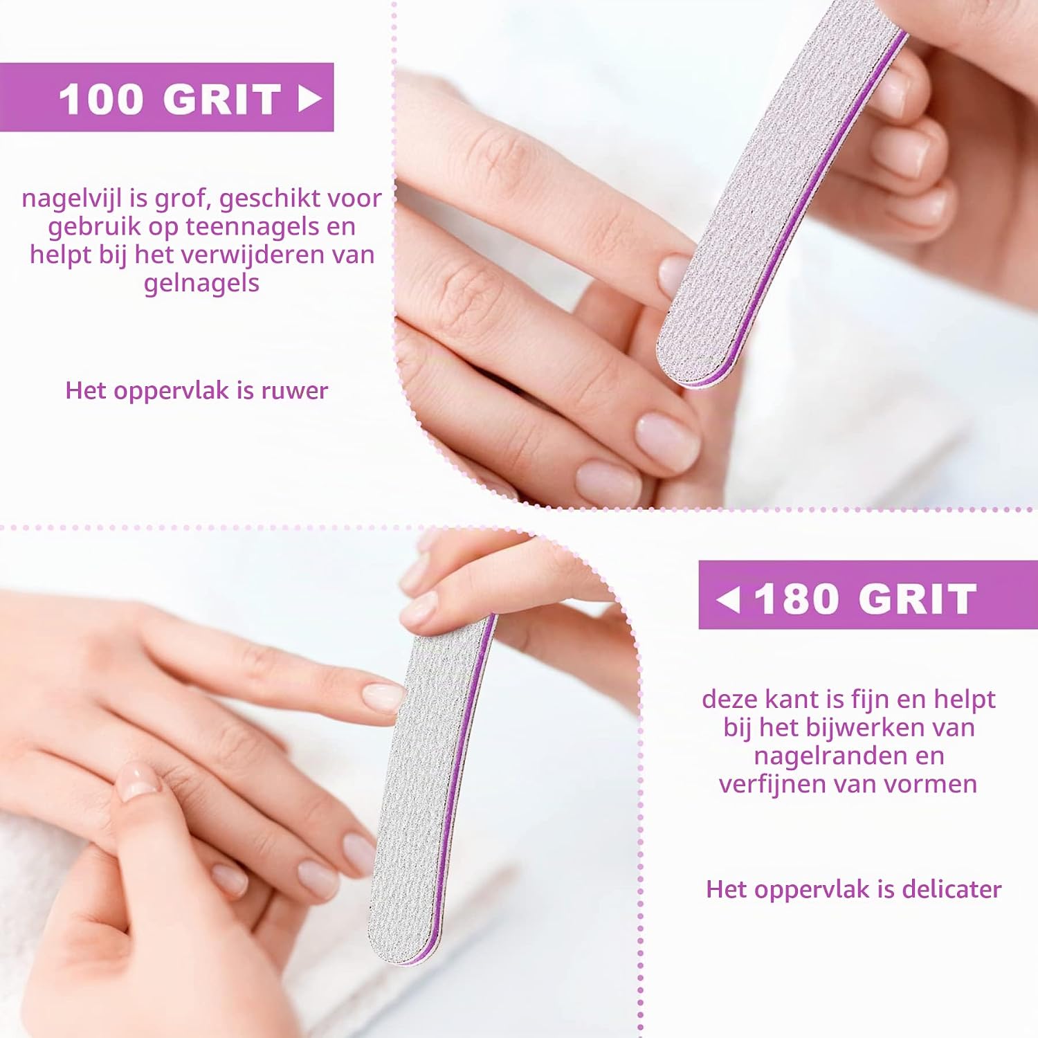 Thumbnail 1 de AYITOO Dubbelzijdige vijlen nagelvijlset 100/180, 50 stuks, recht