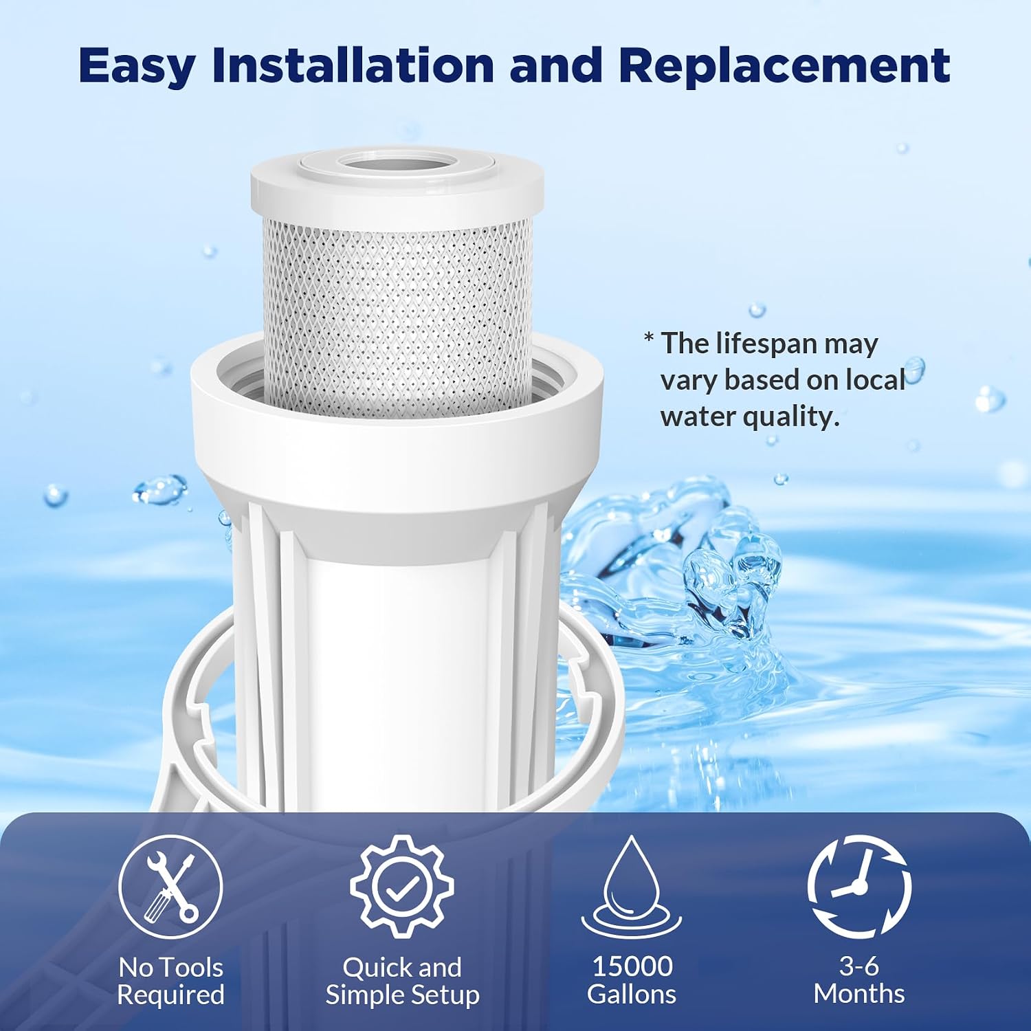 Detalle de Membrane Solutions Carbon Block Water Filter, 5 Micron