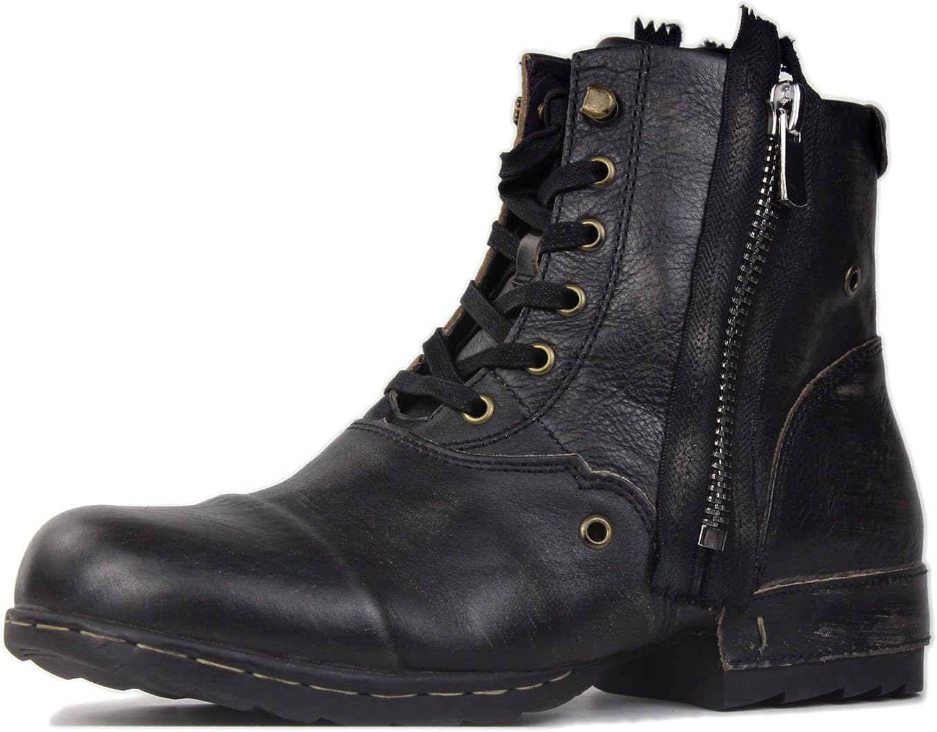 Thumbnail 6 de OSSTONE Retro Schwarz Herren Chukka-/Biker-Boot OS-5008-8-N aus Leder mit Gummisohle