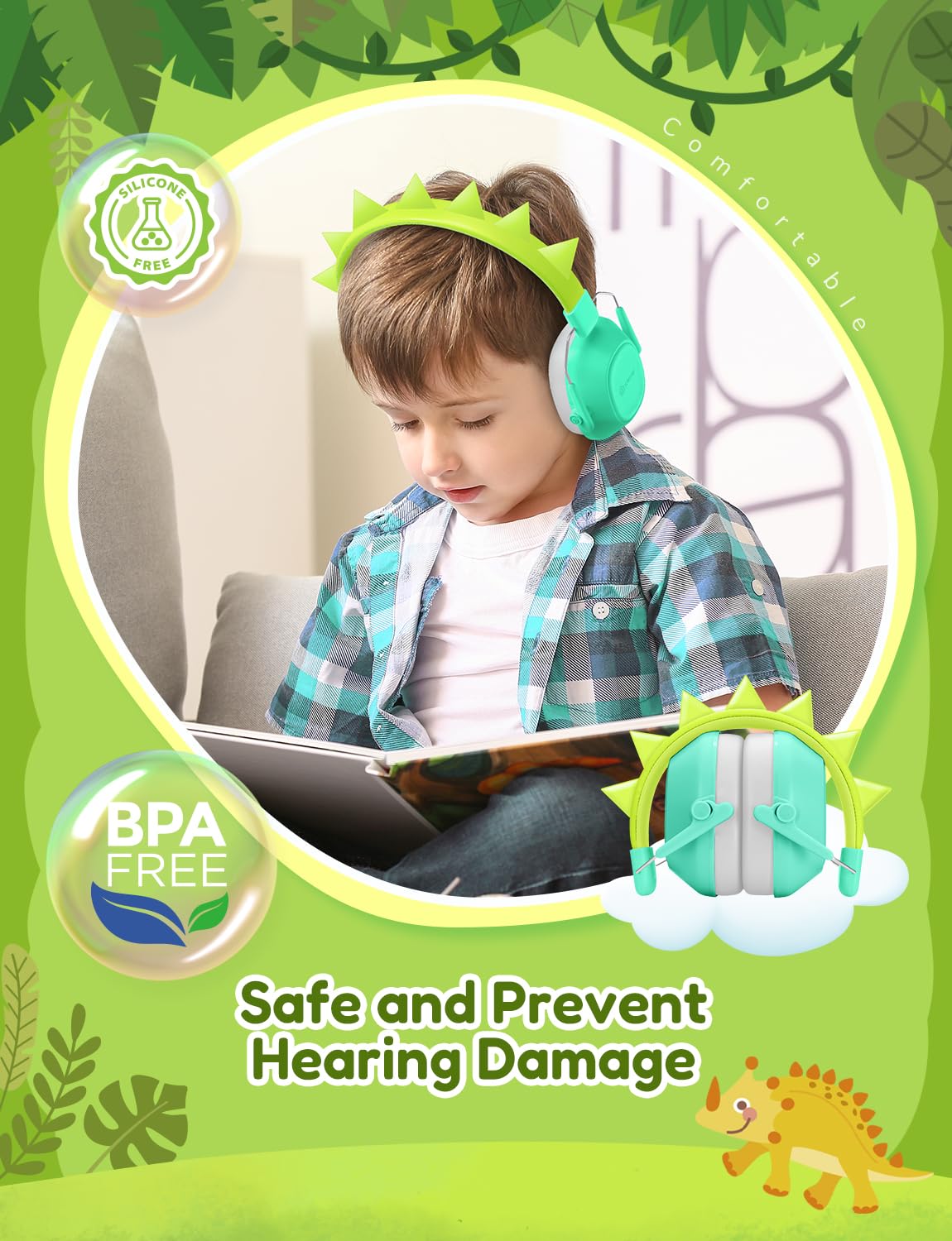 Detalle de iClever Gehörschutz Kinder – SNR 29 dB, Kapselgehörschutz aus BPA-freiem ABS, komfortabel & flexibel