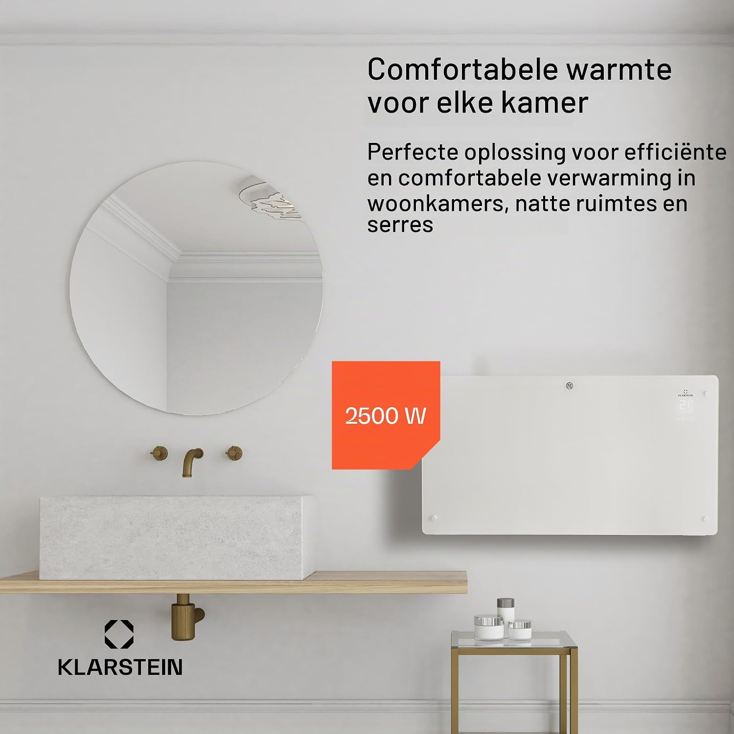 Detalle 2 de Klarstein 5304121 Bansin Crystal Smart convectorkachel, 2500 W