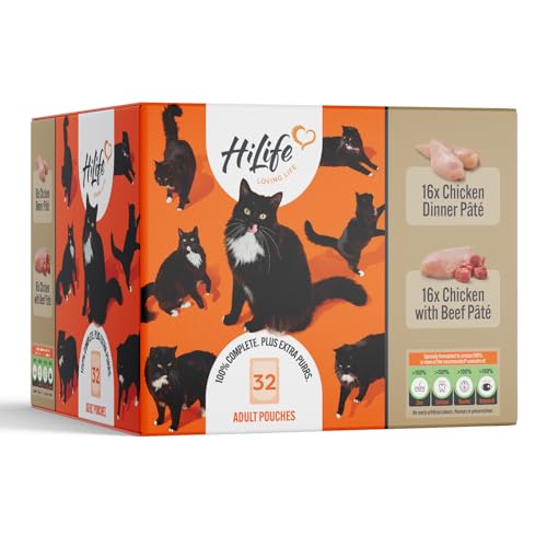 Detalle de HiLife It's Only Natural Complete Wet Cat Food – The Big Chicken One in Jelly (32 x 70g)