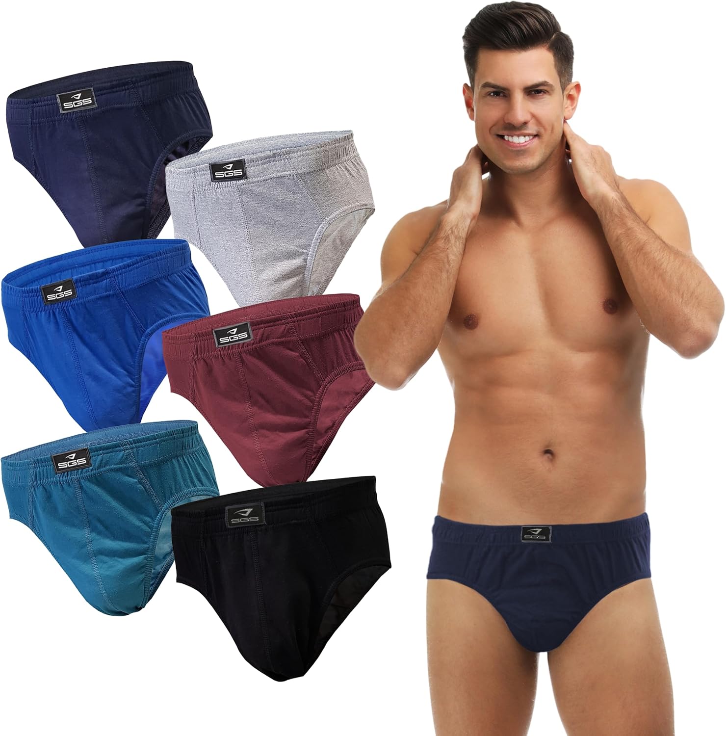 Detalle de SGS Slip Herren Unterhosen Baumwolle – 6er oder 12er Pack, atmungsaktiv und hautschonend