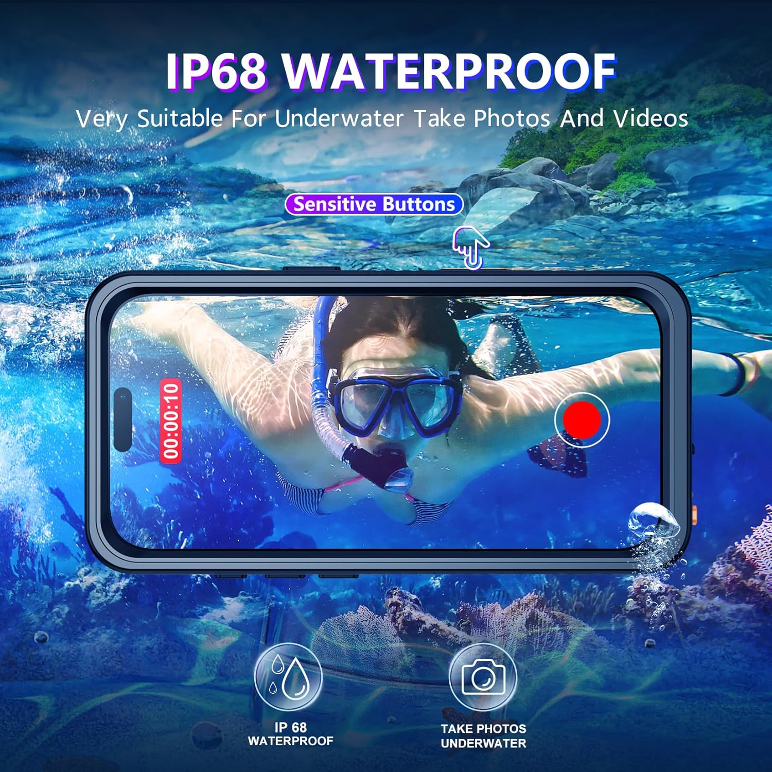 Detalle 2 de Temdan iPhone 17 Pro Max Waterproof Case 17FT