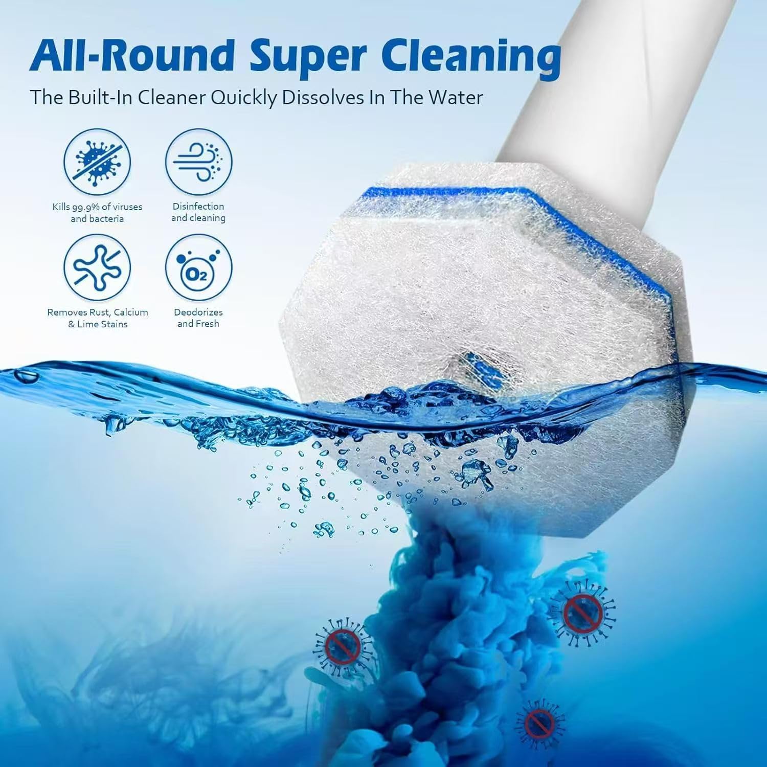 Detalle 2 de FuinSetars Disposable Toilet Brush System, 50 Refills, Extended Handle