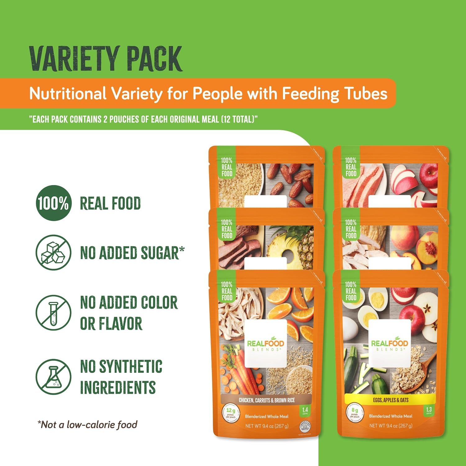 Thumbnail 1 de REAL FOOD BLENDS Variety Pack Tube Feeding Meals, 6 Flavors, 12 Pack