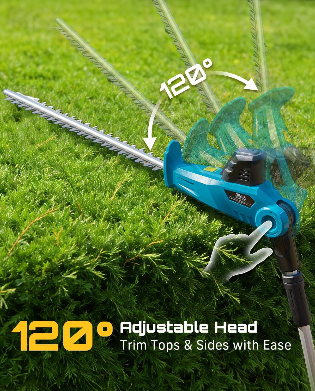 Detalle 2 de SEESII Cordless Pole Hedge Trimmer 20-Inch Blade