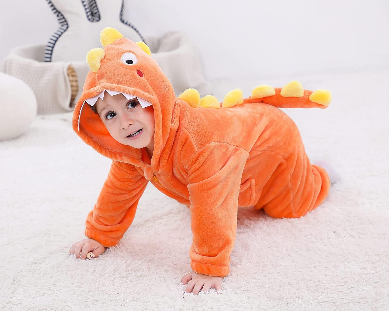 Detalle de LOLANTA dinosaurus-overpyjama voor kinderen als verkleedkostuum