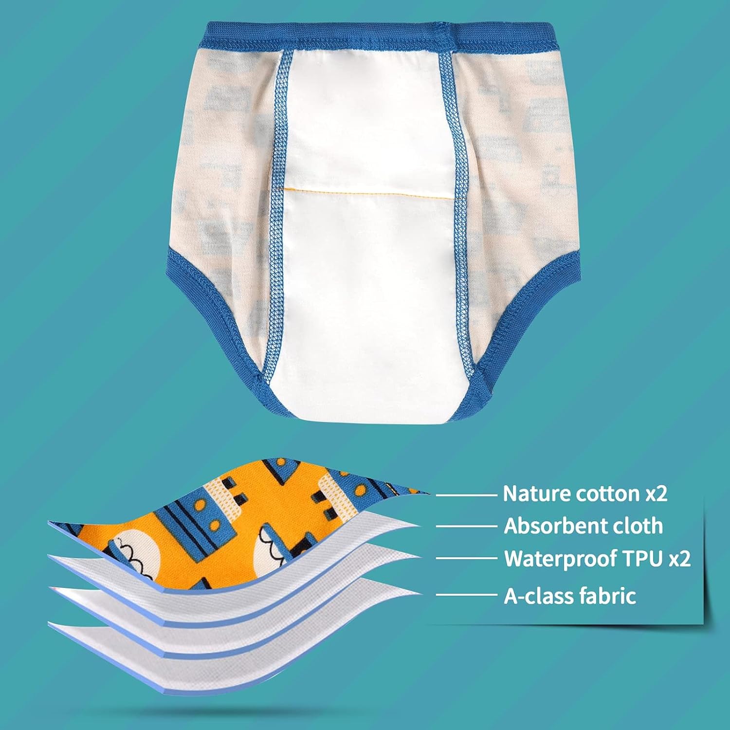 Thumbnail 2 de FLYISH DIRECT Potty Training Pants for Boys: Reusable, 8-Pack Green Dinosaur (9 Years) with Absorbent Core