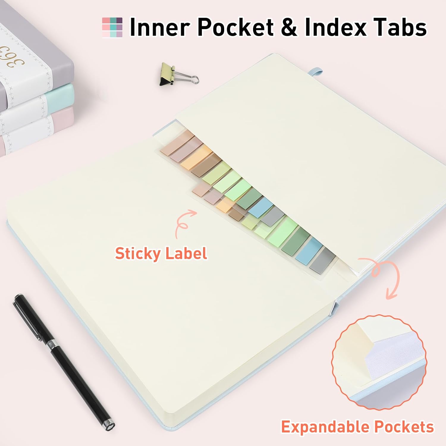 Thumbnail 5 de Umriox A5 Lined Journal Notebook (365 pages) – 100gsm thick paper, PU leather hardcover, pink