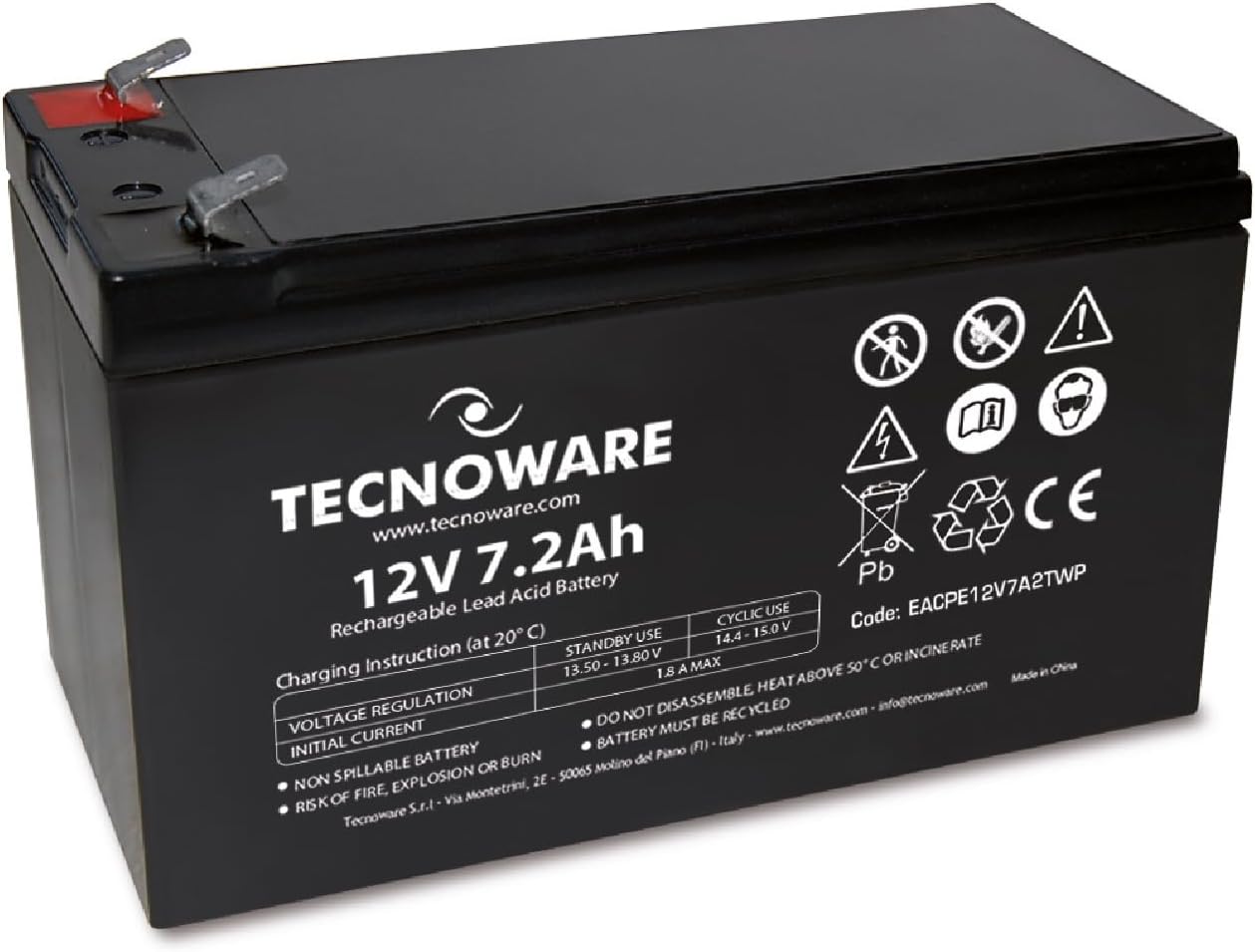 Detalle 2 de Tecnoware Power Systems Ersatzbatterie für USV: 12V 9Ah (Faston 6,3 mm), plombiert, kompakt