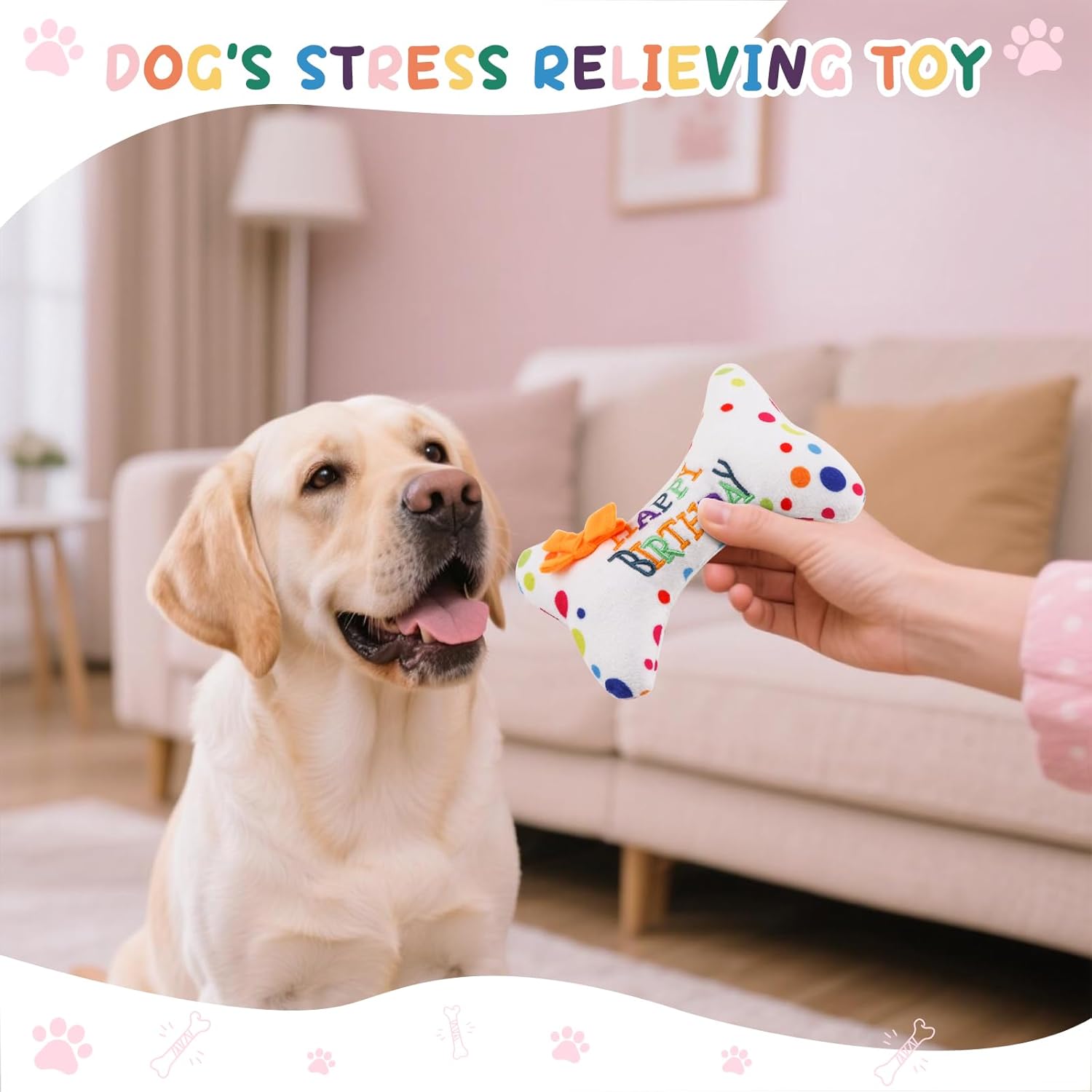 Thumbnail 6 de La Desire Pet Birthday Decorations Kit: Dog Birthday Party Set with Hat, Bib, Toy, Cake Plate & Banner