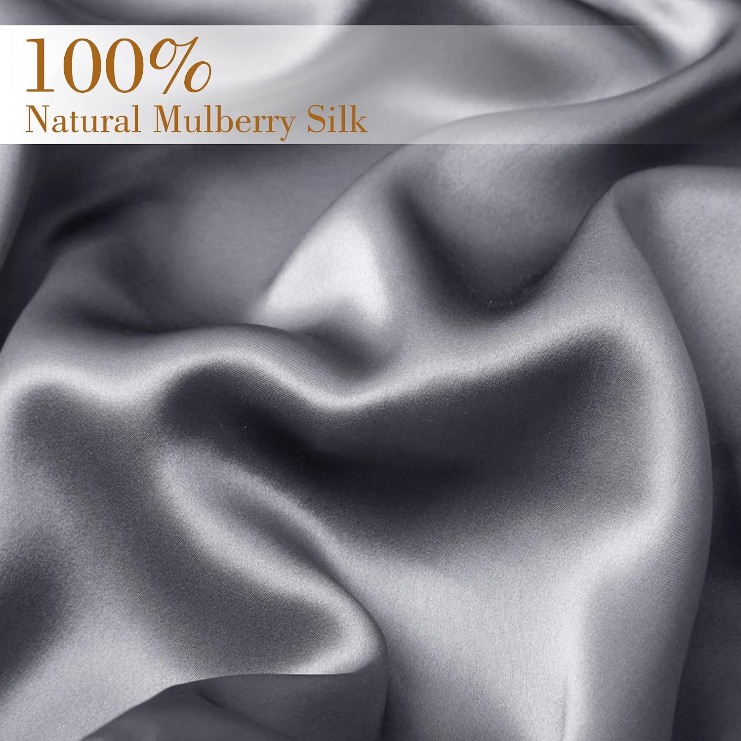 Thumbnail 2 de UQQU 2 Pack Natural Mulberry Silk Pillowcase Set (Grey) – 50 x 75 cm