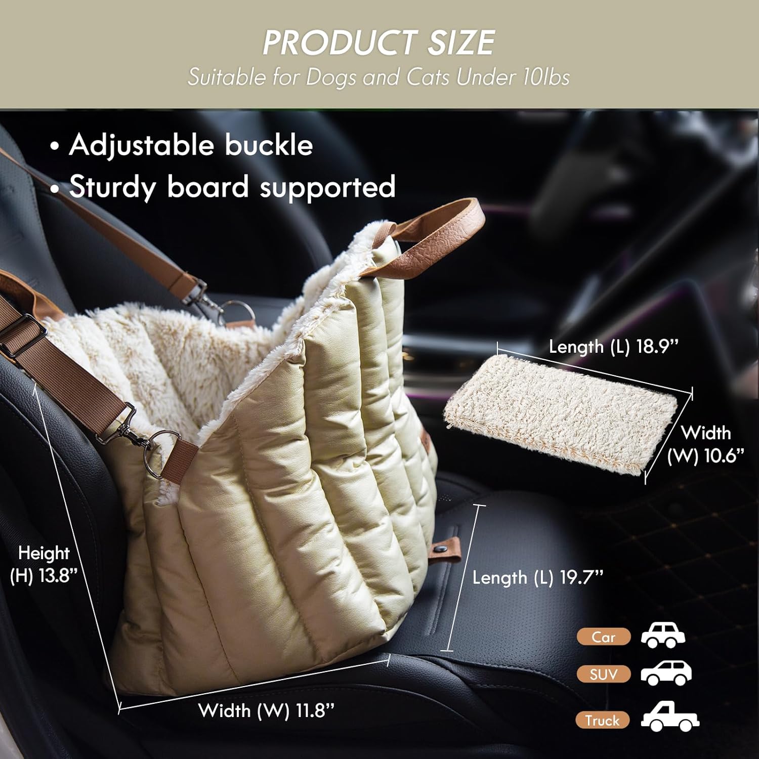 Detalle de ClevaHome sac de transport pour petit chien (jusqu’à 4,5 kg) – siège auto antidérapant et panier de voyage 3-en-1
