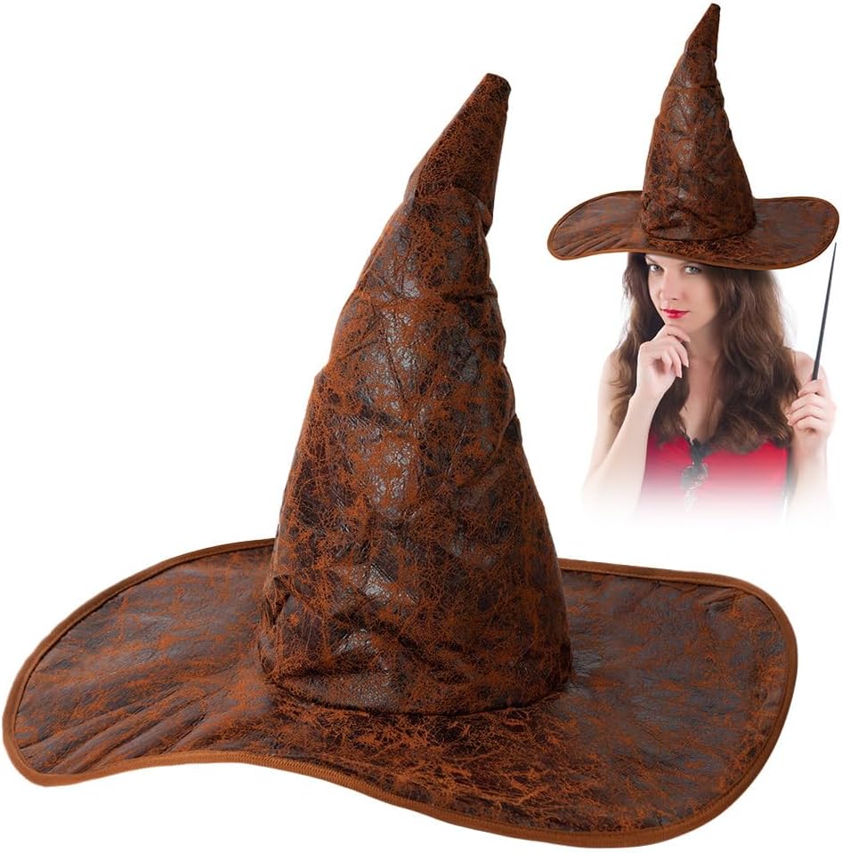 Aomig Hexenhut – brauner Zaubererhut als Kostümzubehör für Halloween, Cosplay & Party