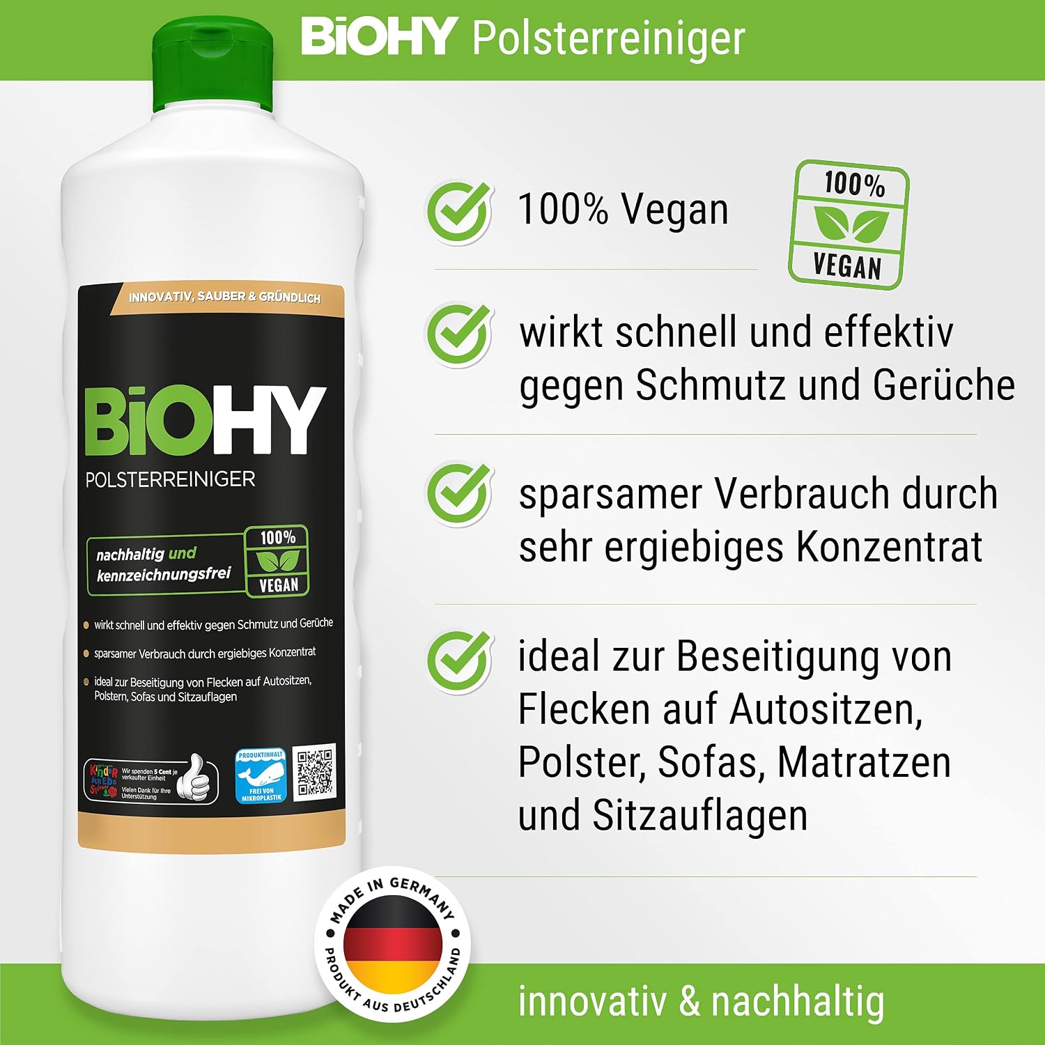 Detalle de BiOHY zestaw środków czyszczących z dozownikiem, 8 × 1 l, bez mikroplastiku