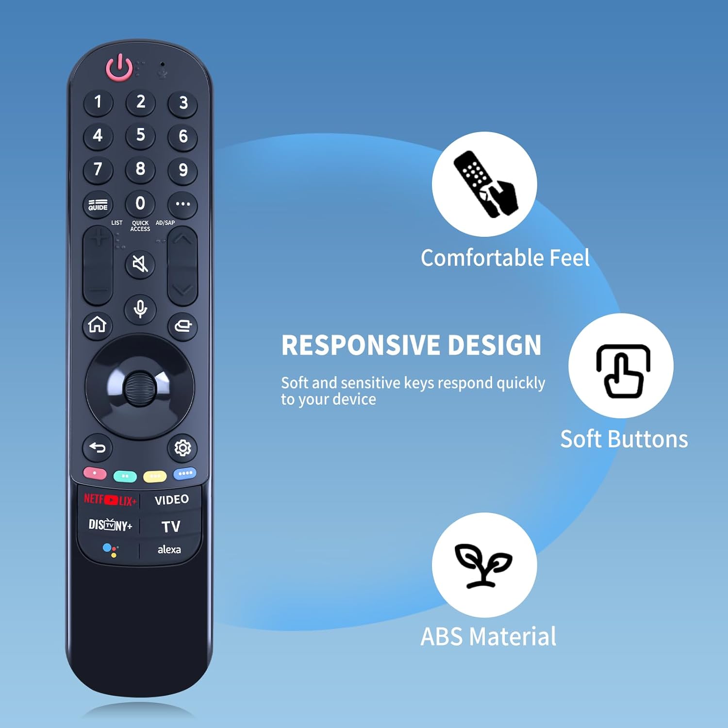 Detalle de TCNOUMT AKB76039901 MR22GA IR Remote for LG Smart TV – 6 Channel Shortcuts (No Voice, Magic or Pointer)