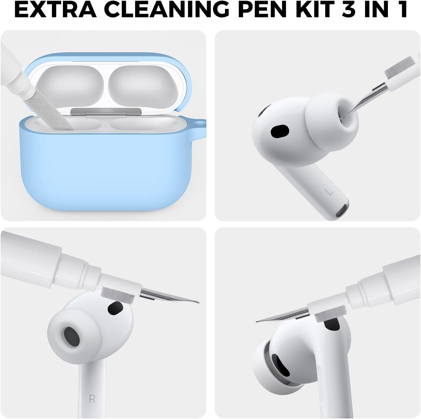 Thumbnail 6 de AhaStyle Hülle für AirPods Pro 3 (2025) inkl. Reinigungsstift – Silikon-Case mit Karabiner und Handschlaufe