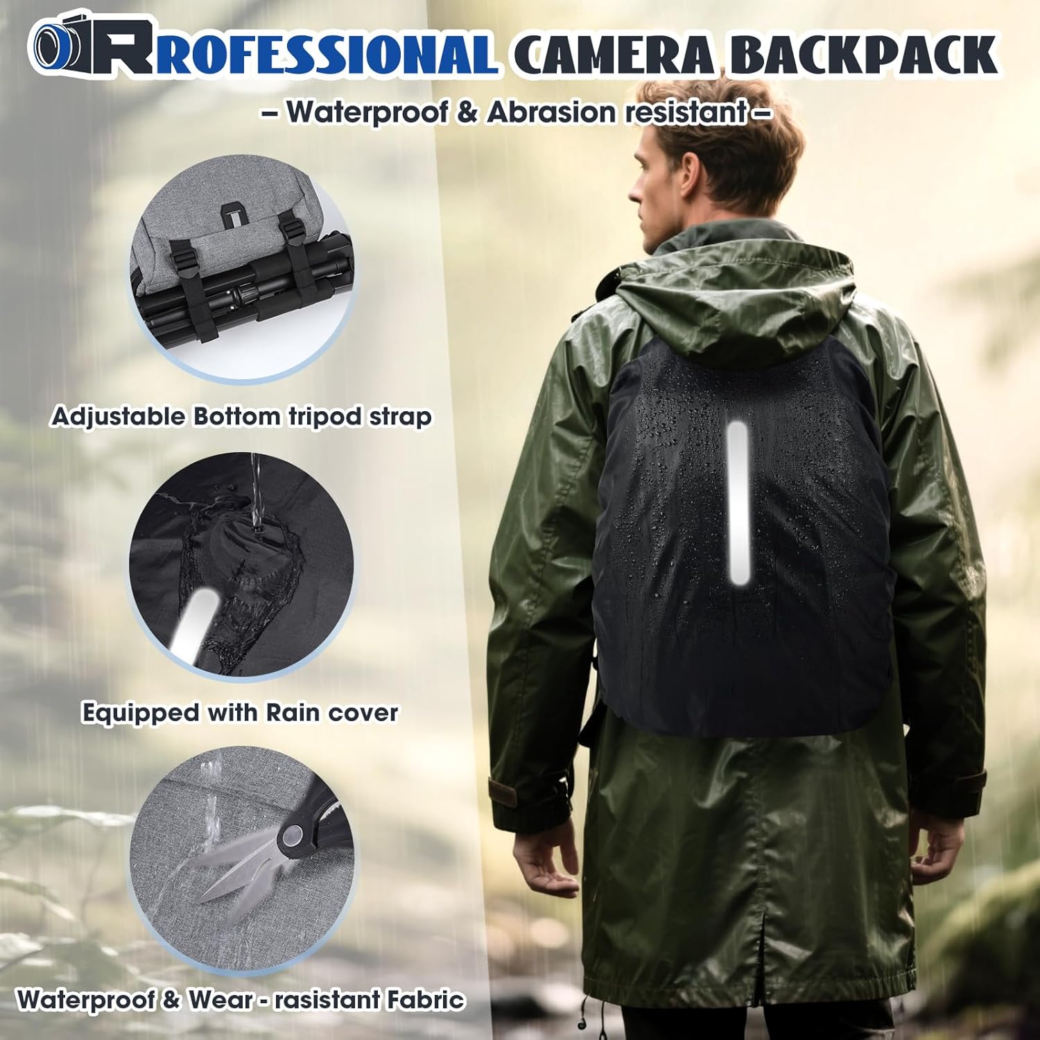 Thumbnail 6 de RAINSMORE DSLR camera bag with 14 inch laptop