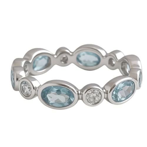Detalle de Blautopas und Zircon Ring von Sophia Rose Jewellery, US Größe 6 (Durchmesser 16,5 mm)