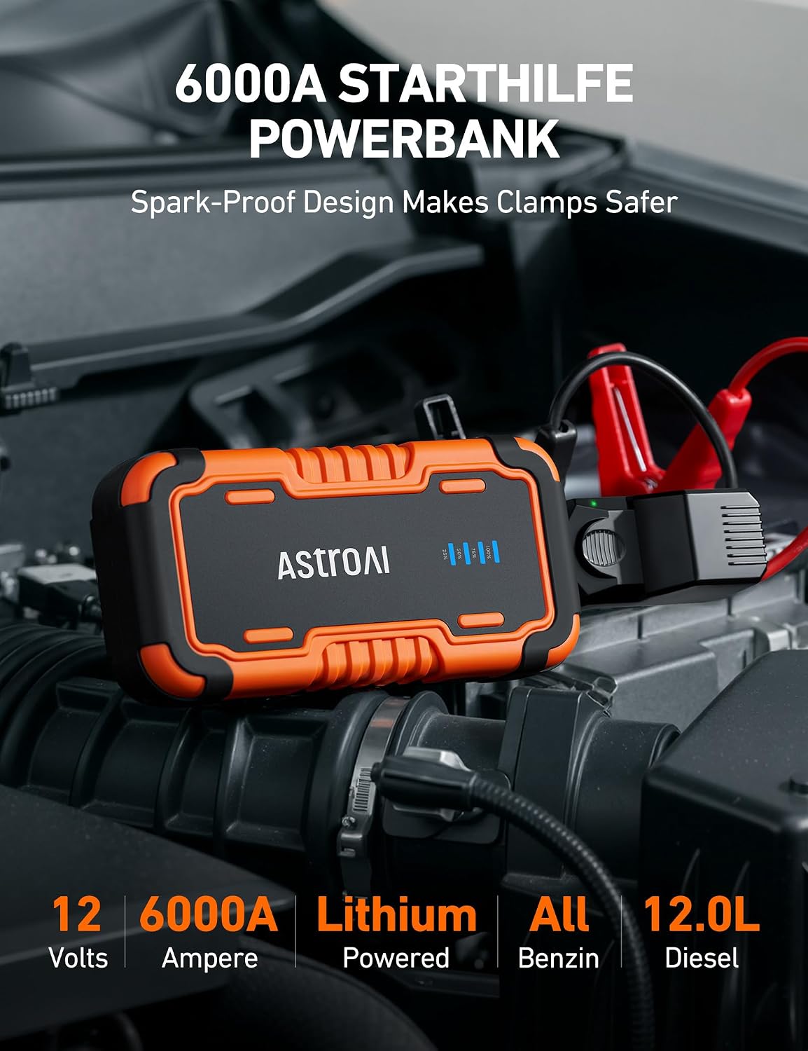 Detalle 2 de AstroAI jump starter P12