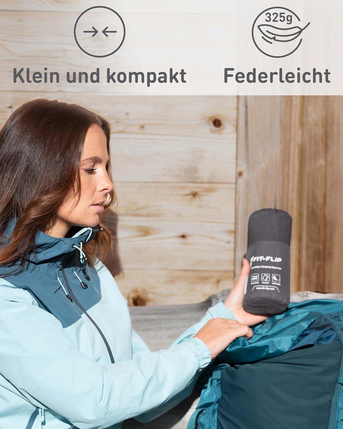 Thumbnail 4 de Fit-Flip Hüttenschlafsack aus Baumwolle oder Mikrofaser – ultraleichter Innenschlafsack mit Kissenfach