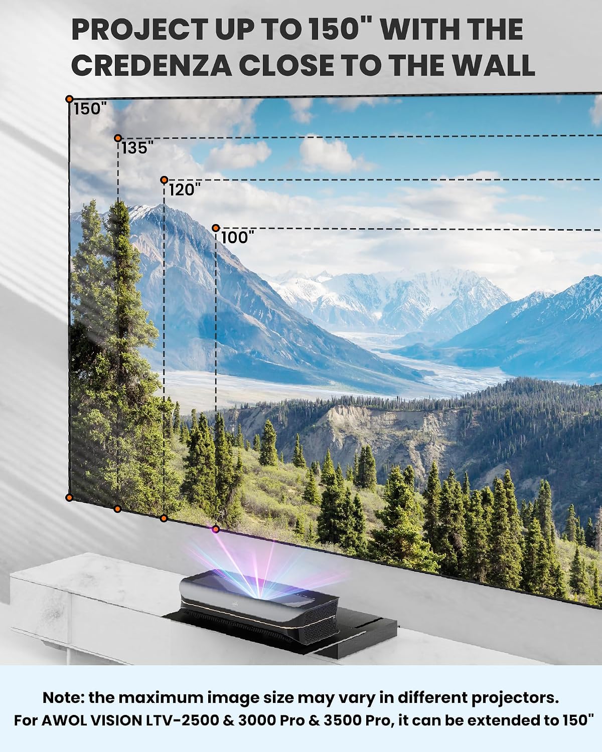 Detalle 2 de AWOL VISION IC-A150 motorised UST projector shelf 150"