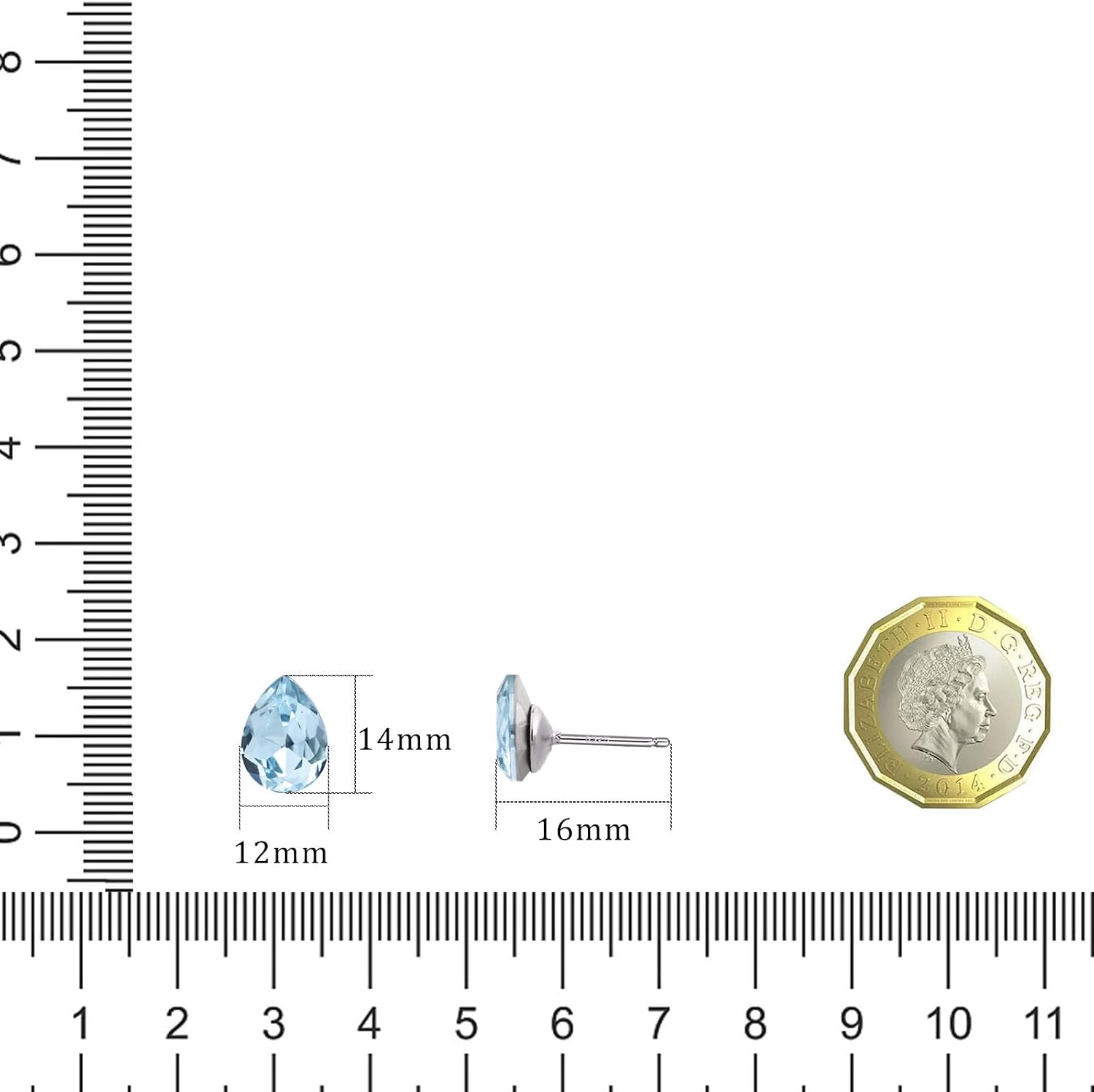 Detalle de Weviway Silver Aquamarine Teardrop Stud Earrings