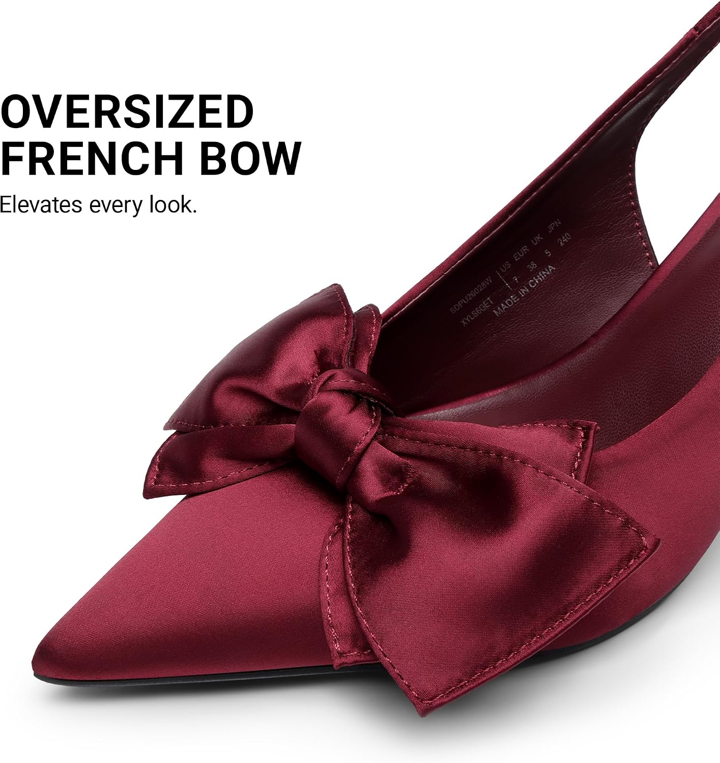 Detalle de DREAM PAIRS Slingback Stiletto Heels, 3-Inch Kitten Heel, Bow, Pointed Toe