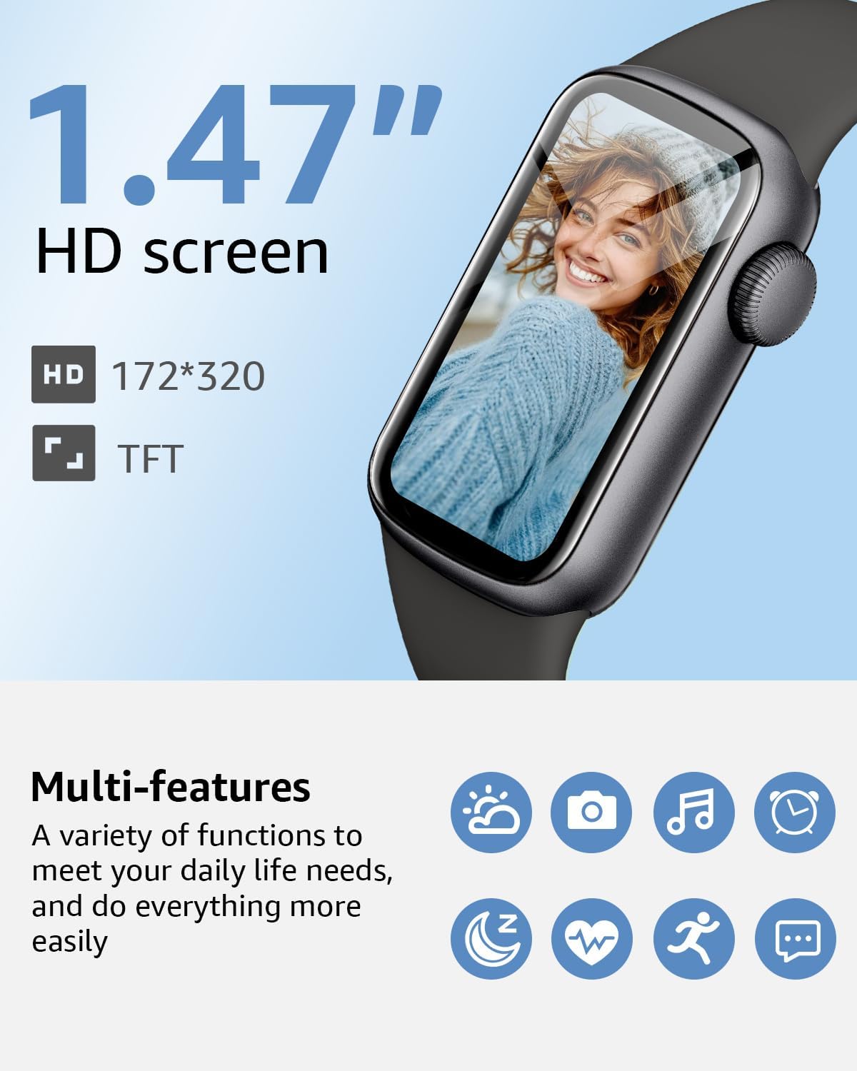 Thumbnail 2 de BUTFORFIT B6 Fitness Tracker & Smart Watch with 1.47-inch TFT Touch Display, Heart Rate & Sleep Monitoring