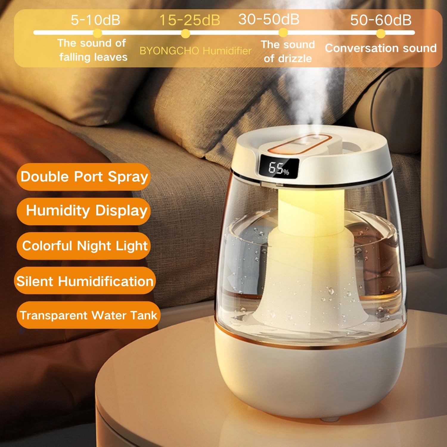 Detalle 2 de BYONGCHO Humidifier 3L Cool Mist