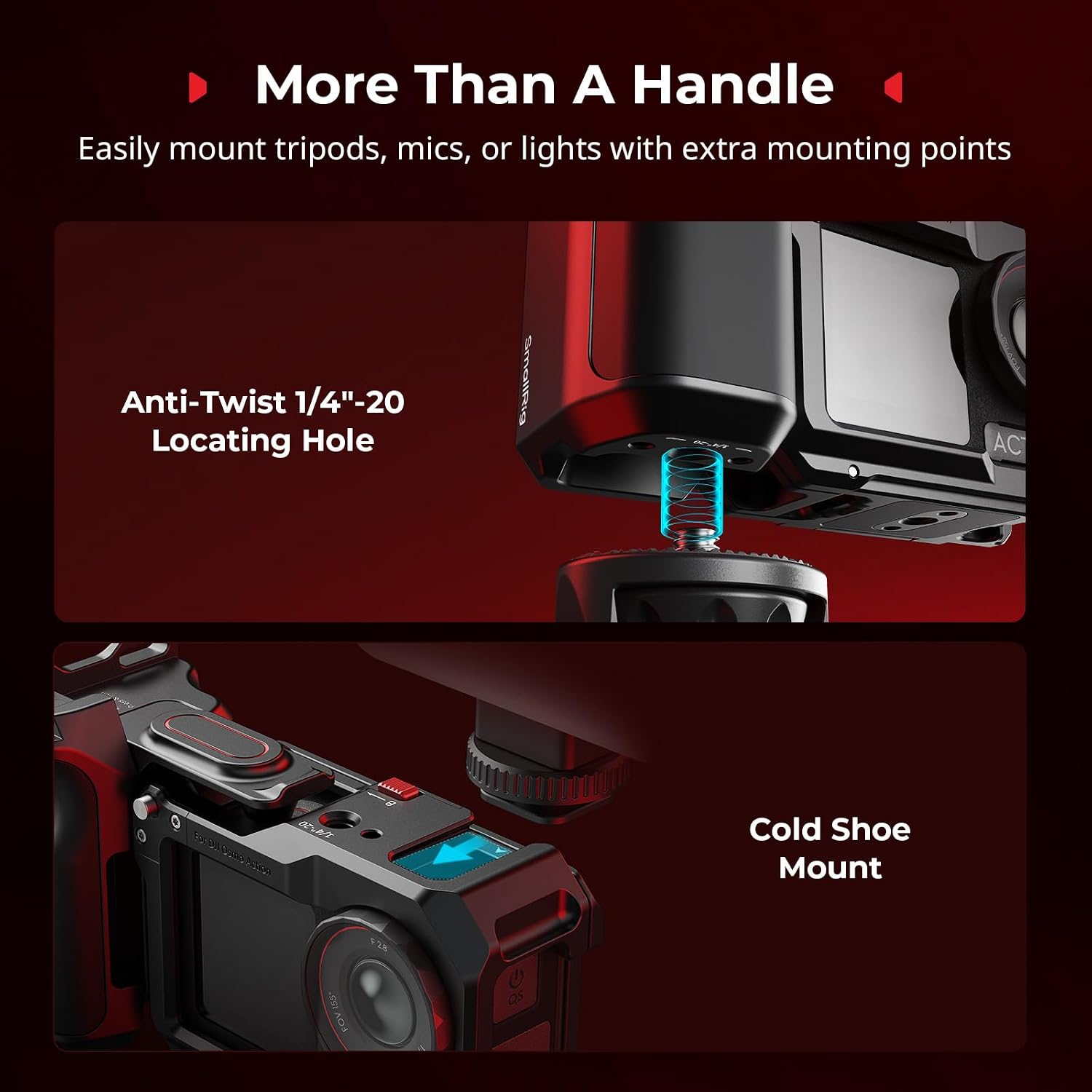 Thumbnail 4 de SmallRig Handle Grip Kit for DJI Osmo Action 5 Pro/4/3 with Cage – street photography grip, quick release and cold shoe