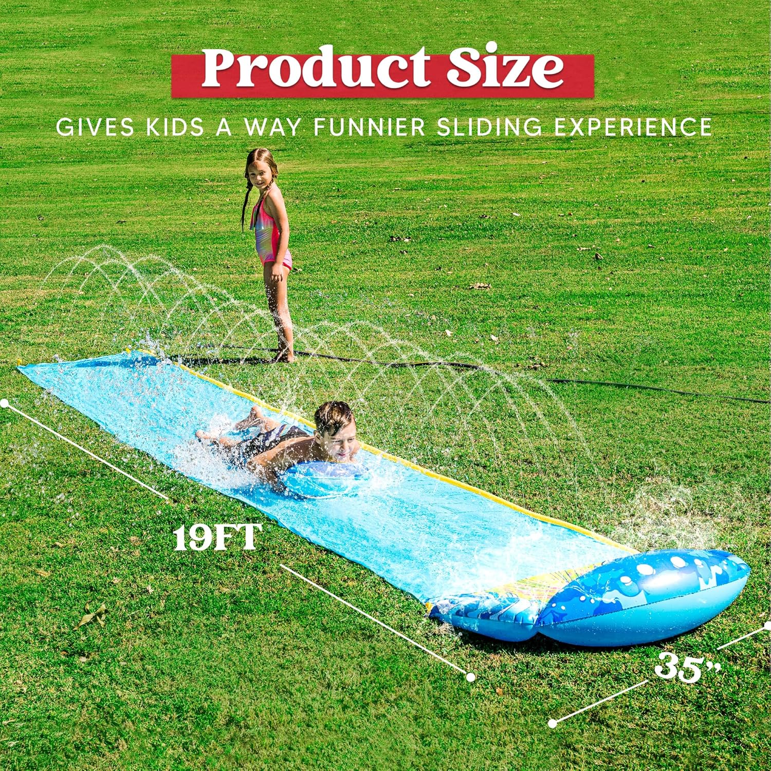 Detalle 2 de JOYIN inflatable water slide with built-in sprinkler and bodyboard (about 19.2ft x 35.5in / 584.2 x 90.1cm)