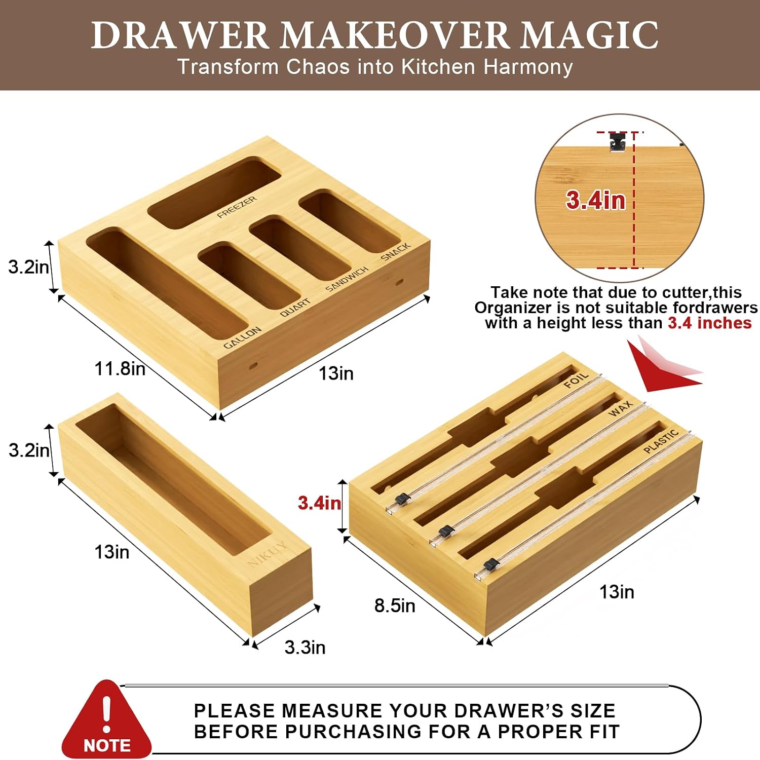 Detalle 2 de NIKUY Bamboo 9-in-1 Wrap and Bag Organizer