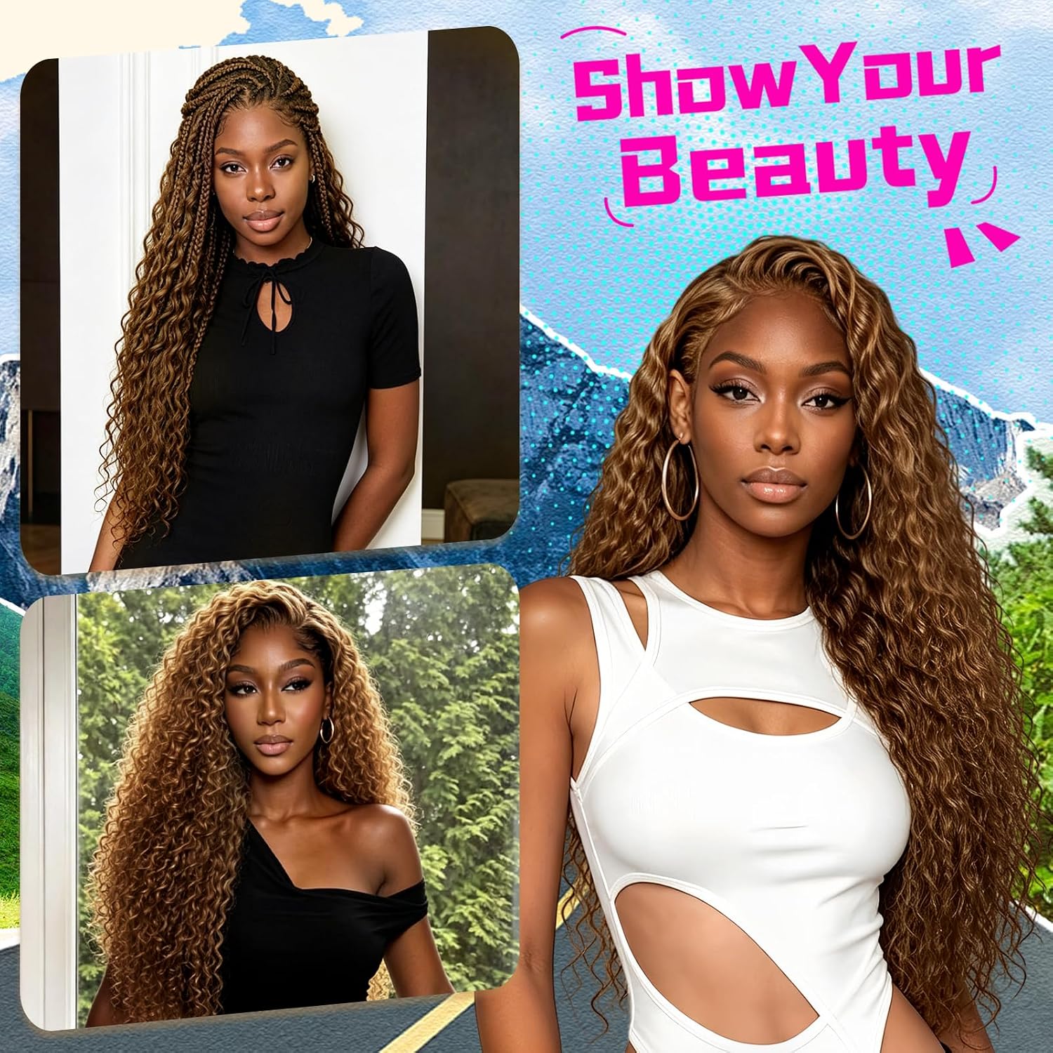 Thumbnail 6 de Human Crochet Hair for Black Women — 18 Inch Water Wave Bundles, Pre-Separated 50 Strands, 60g, Knotless Invisible Miracle Knots