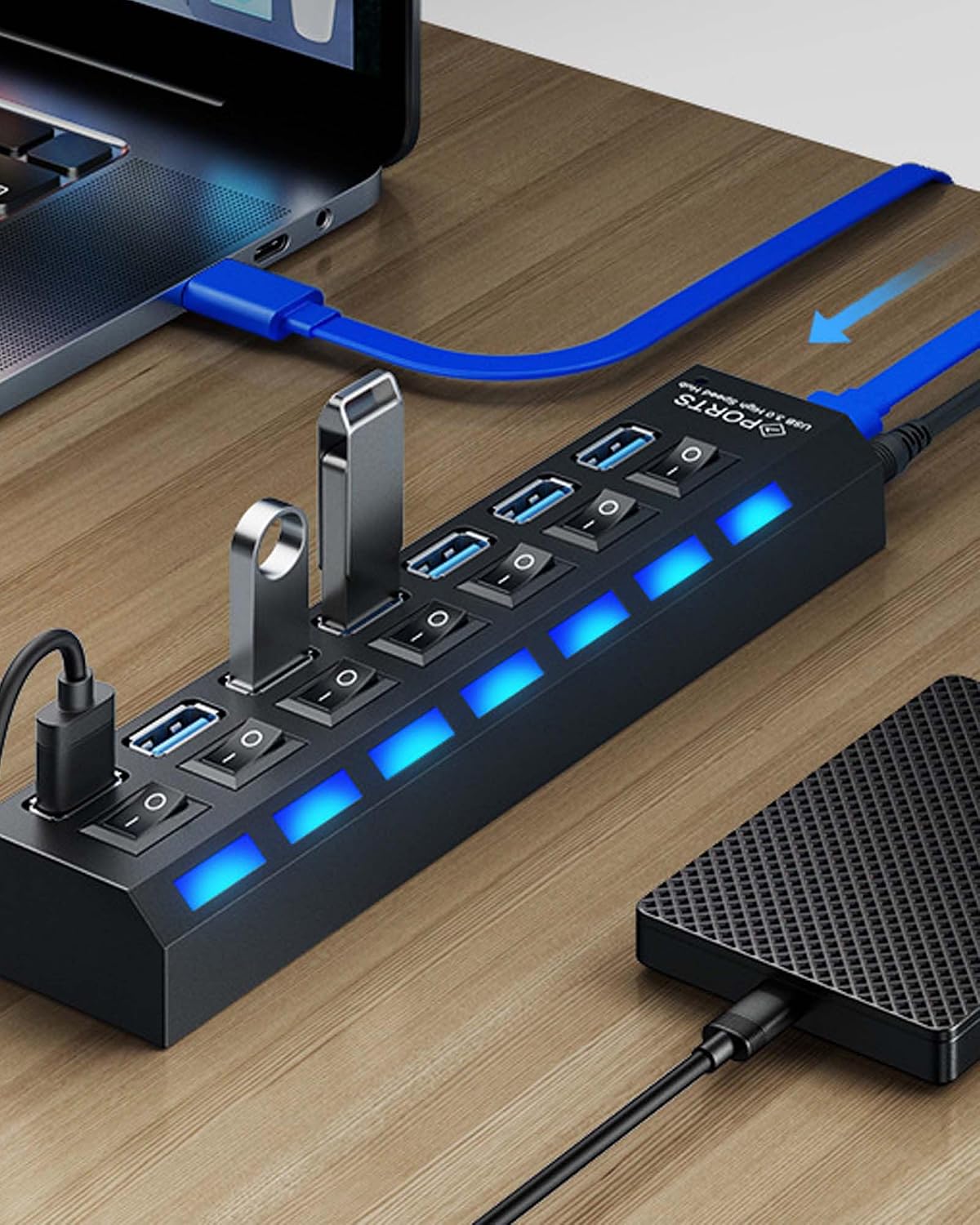Thumbnail 2 de USB Hub 7 Port Tragbar 3.0+2.0